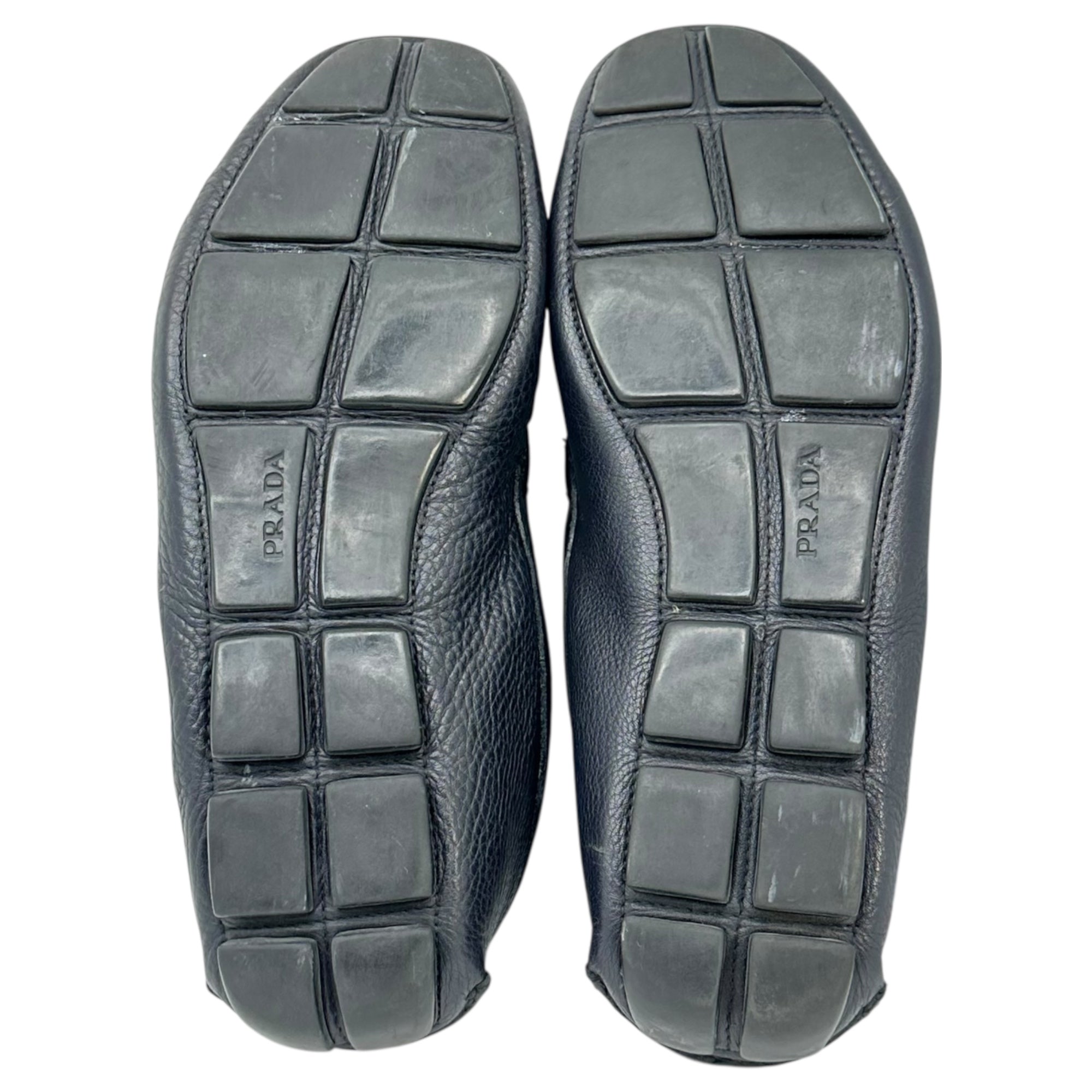 PRADA(プラダ) Emblem Logo Leather Driving Shoes エンブレム ロゴ レザー ドライビング シューズ 2170 7 1/2 2D(26.5cm程度) ダークネイビー ローファー