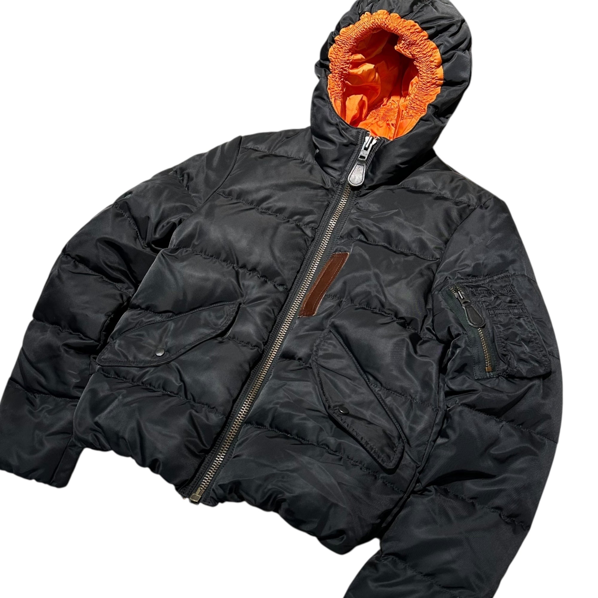 COMME des GARCONS JUNYA WATANABE MAN PINK(コムデギャルソンジュンヤワタナベマンピンク) 11AW × DUVETICA Hooded MA-1 Down Jacket デュベティカ コラボ フーデッド MA-1 ダウン ジャケット UH-J015 M ブラック×オレンジ AD2011