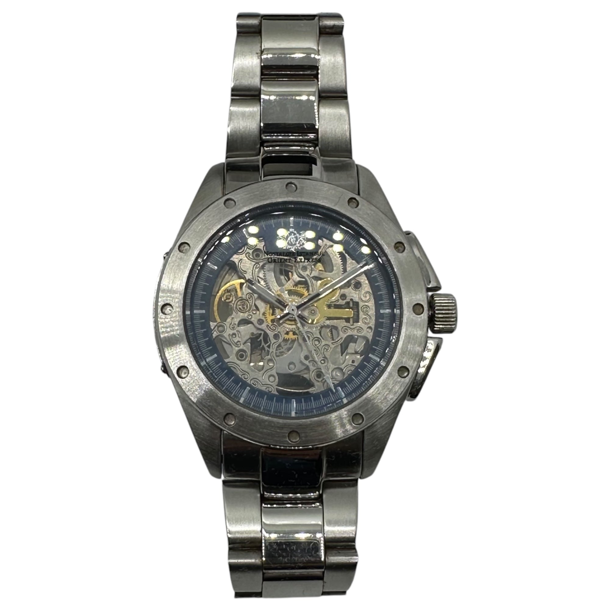 ORIENT EXPRESS(オリエントエクスプレス) Skeleton automatic watch スケルトン 自動巻き 腕時計 OM-8024 シルバー NOSTALGIE ISTANBUL 箱付 ウォッチ