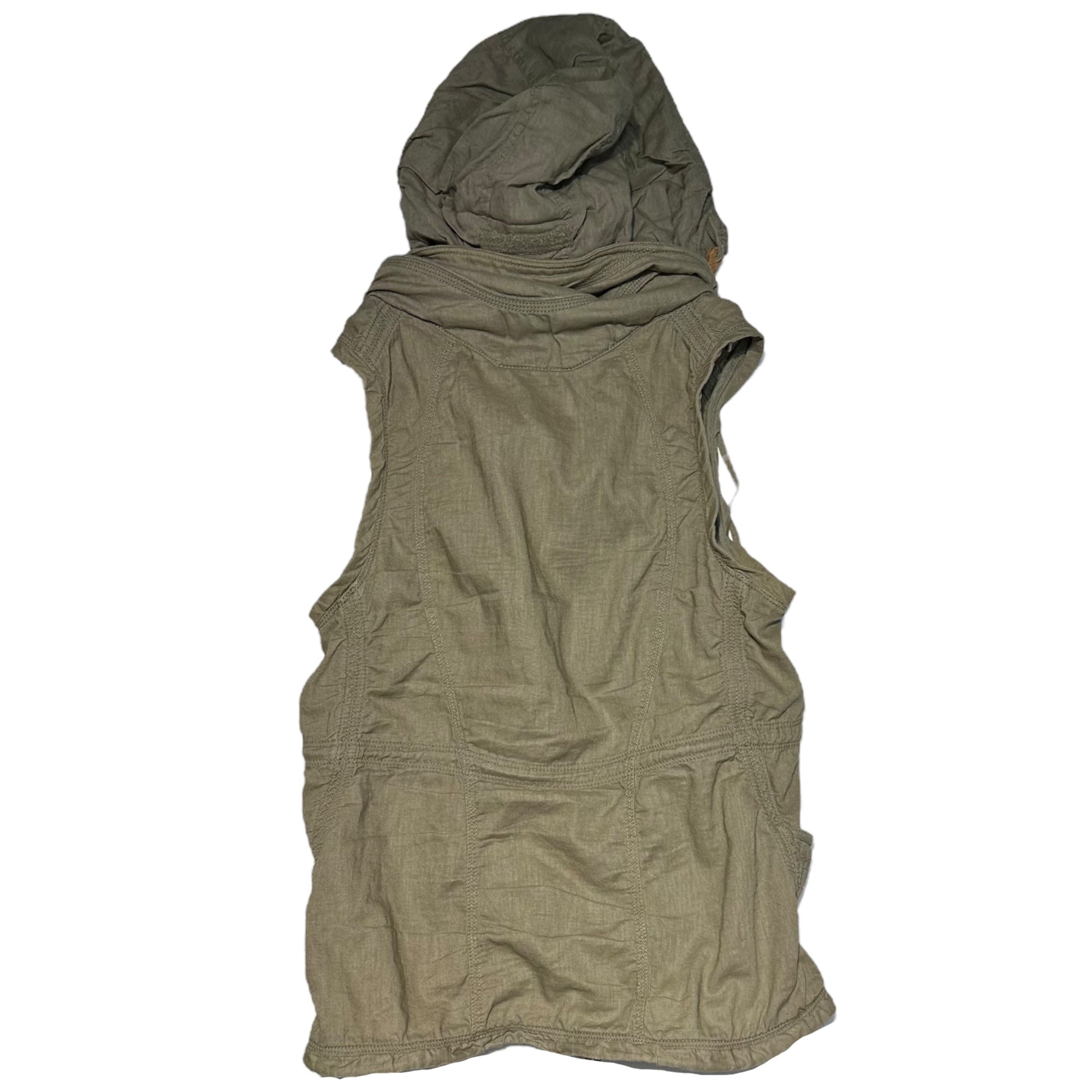 goa(ゴア) Cotton linen hooded gimmick vest コットン リネン フーデット ギミック ベスト 2 ベージュ Y2K 平成