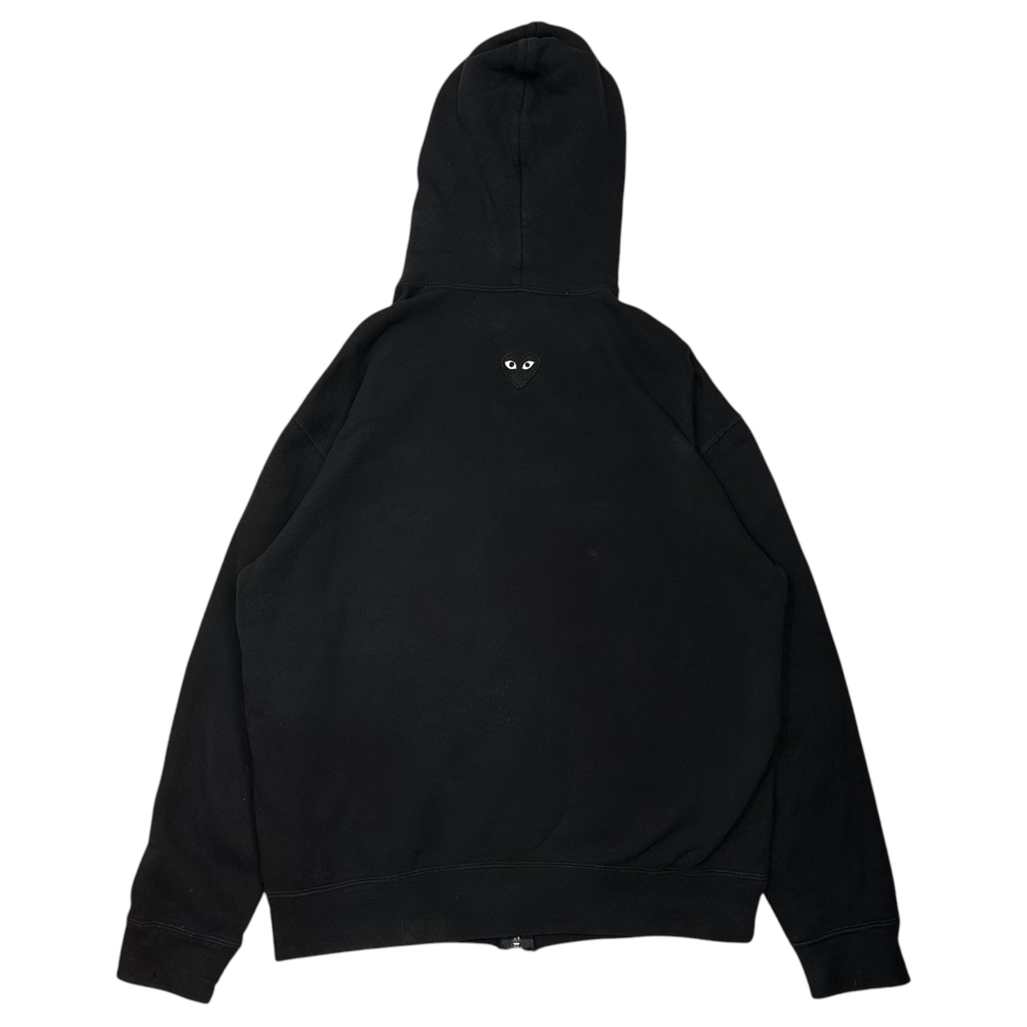 PLAY COMME des GARCONS(プレイコムデギャルソン) 24SS Cotton Zip-Up Hoodie With Black Emblem コットン ジップアップ パーカー ハート ロゴ AX-T343 XL ブラック AD2024/2
