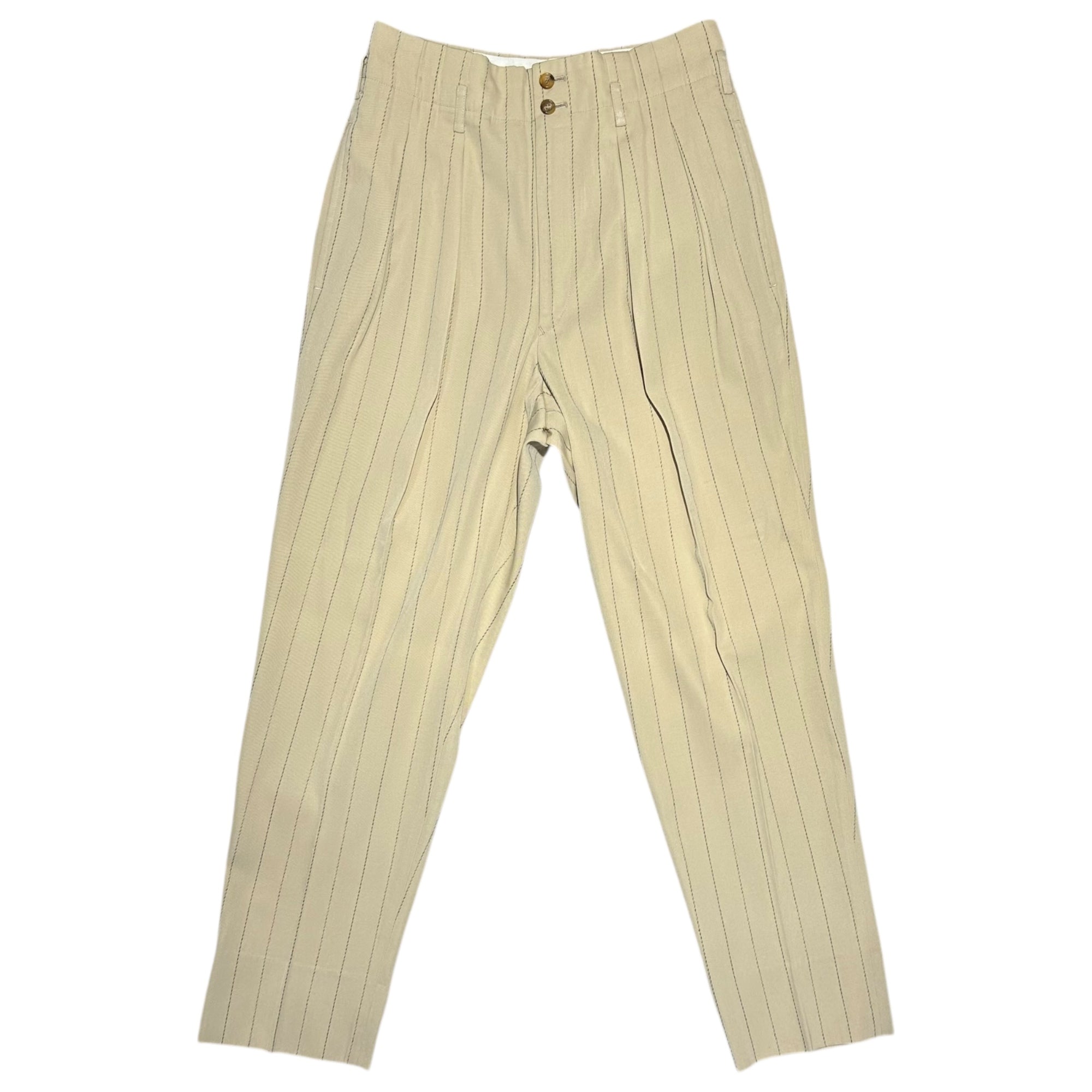 COMME des GARCONS HOMME PLUS(コムデギャルソンオムプリュス) 90SS Ac/Co 4B Stripe Set upアセテート コットン 3B ストライプ テーラード ジャケット セットアップ PJ・11027S S ベージュ AD1989 スラックス パンツ