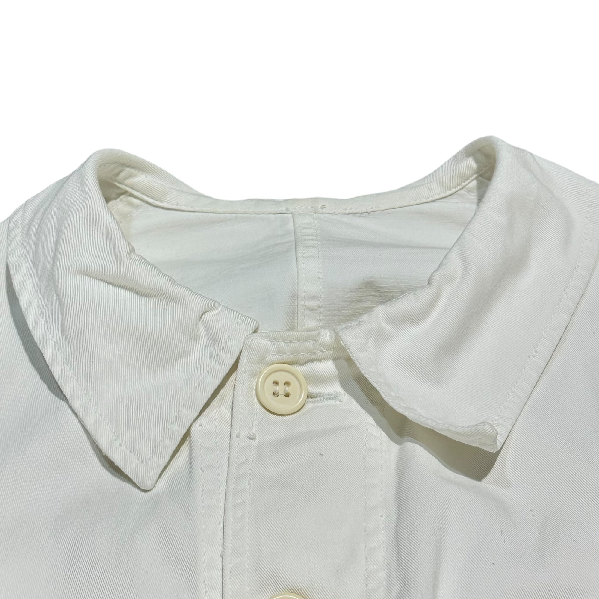 ADOLPHE LAFONT(アドルフラフォン) 40’s LYON White Cotton Coverall ホワイト コットン カバーオール 表記無(M程度) ホワイト 40年代 Vポケット ヴィンテージ フレンチ ワーク ユーロ ジャケット