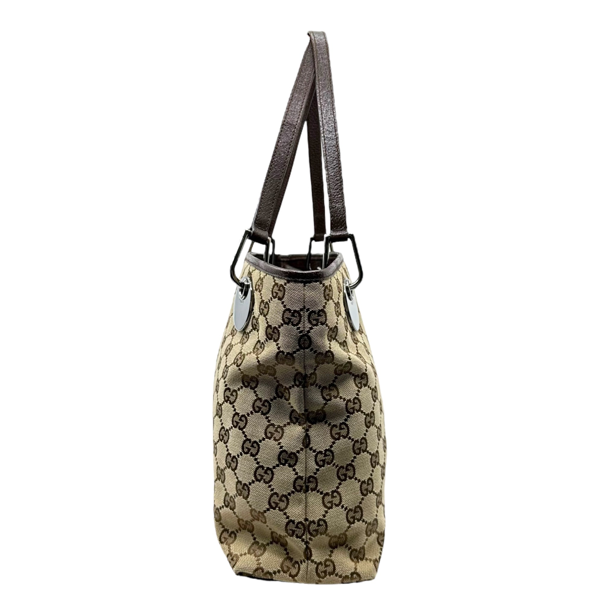 GUCCI(グッチ) GG Canvas Tote Bag GG キャンバス トート バッグ 120837 212792 ベージュ×ブラウン ハンド ロゴ 金具 レザー