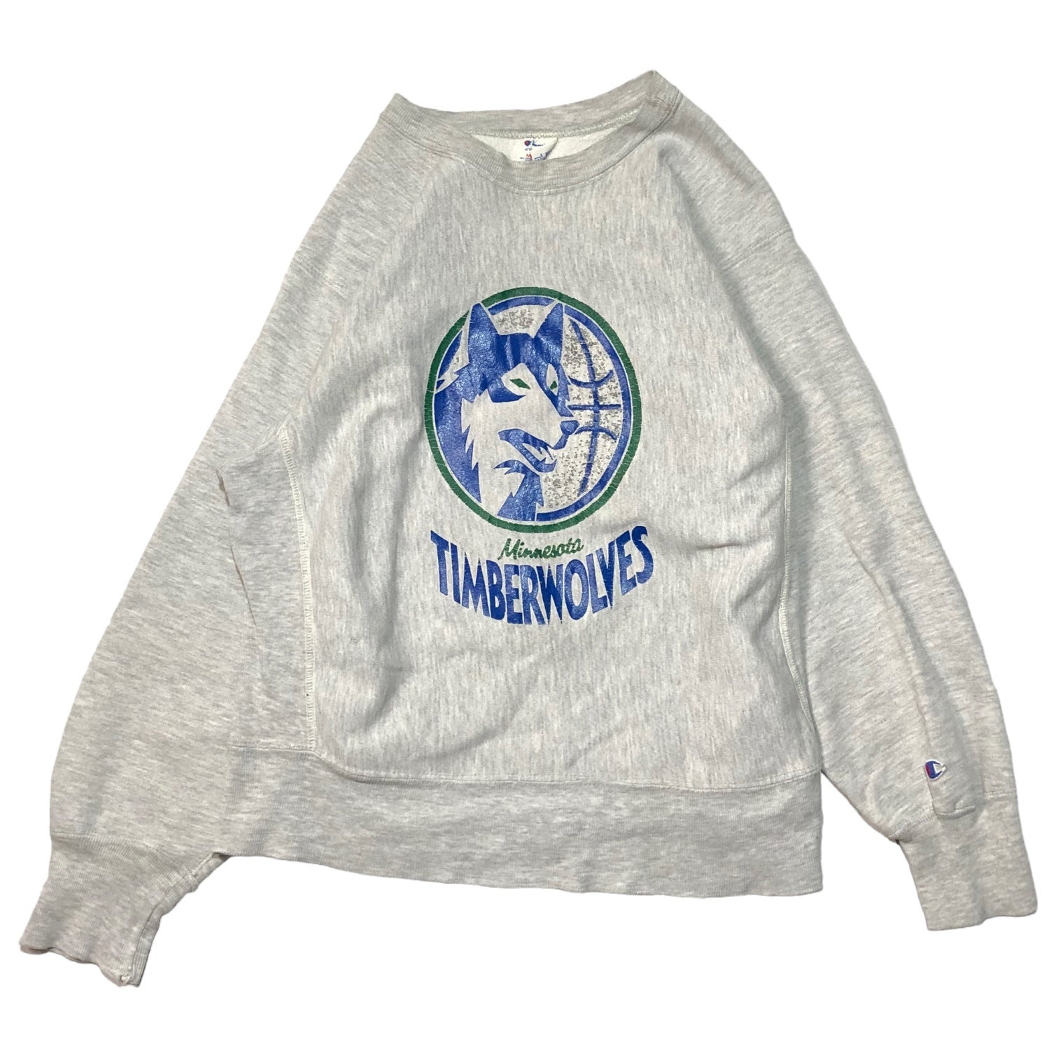 Champion(チャンピオン) 80's "NBA MINNESOTA TIMBERWOLVES" REVERSE WEAVE リバースウィーブ スウェット M ライトグレー 80年代 トリコタグ USA製 バスケットボール