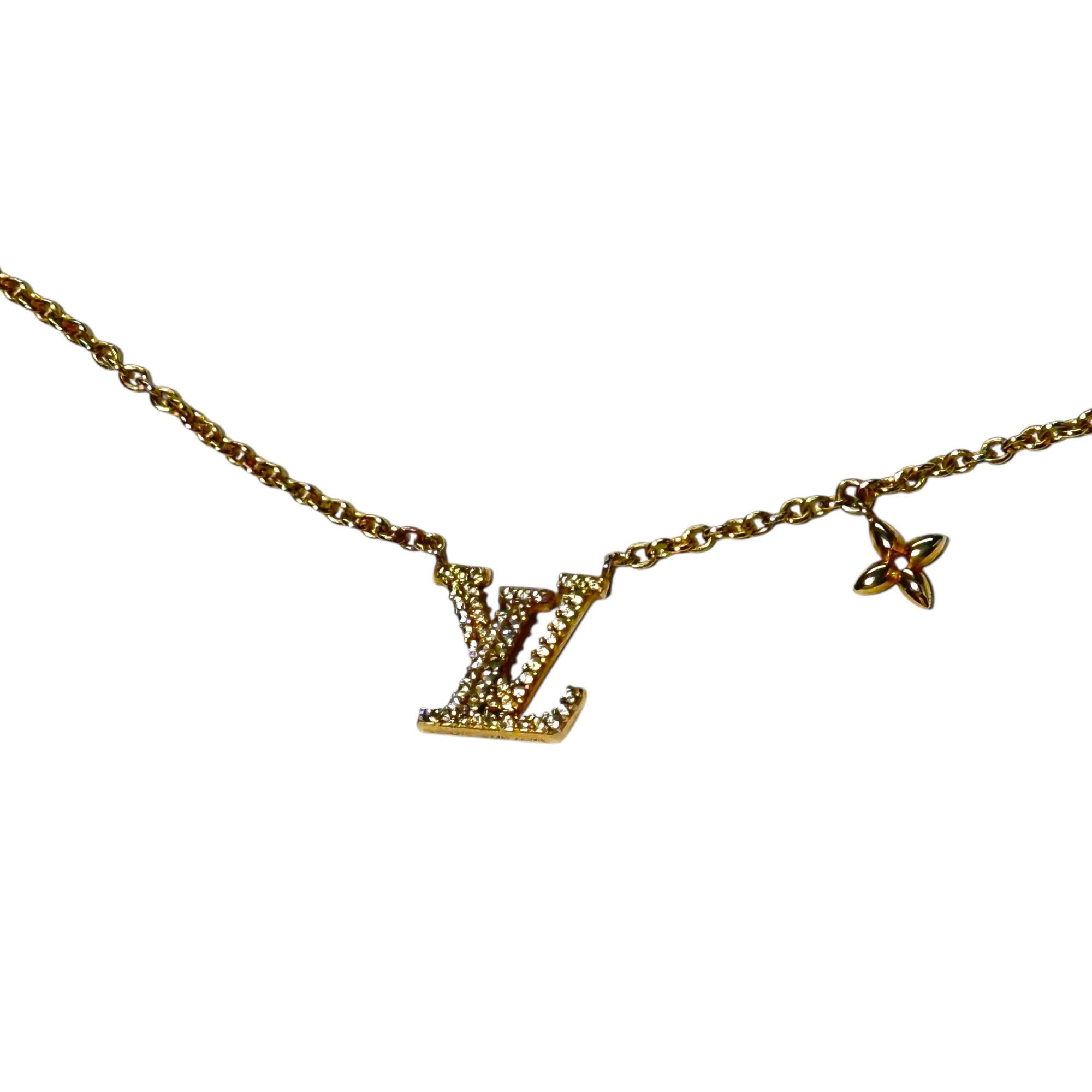 LOUIS VUITTON(ルイヴィトン) LV ICONIC NECKLACE アイコニック ネックレス M00596 ゴールド AK4212 ライトストーン ロゴ