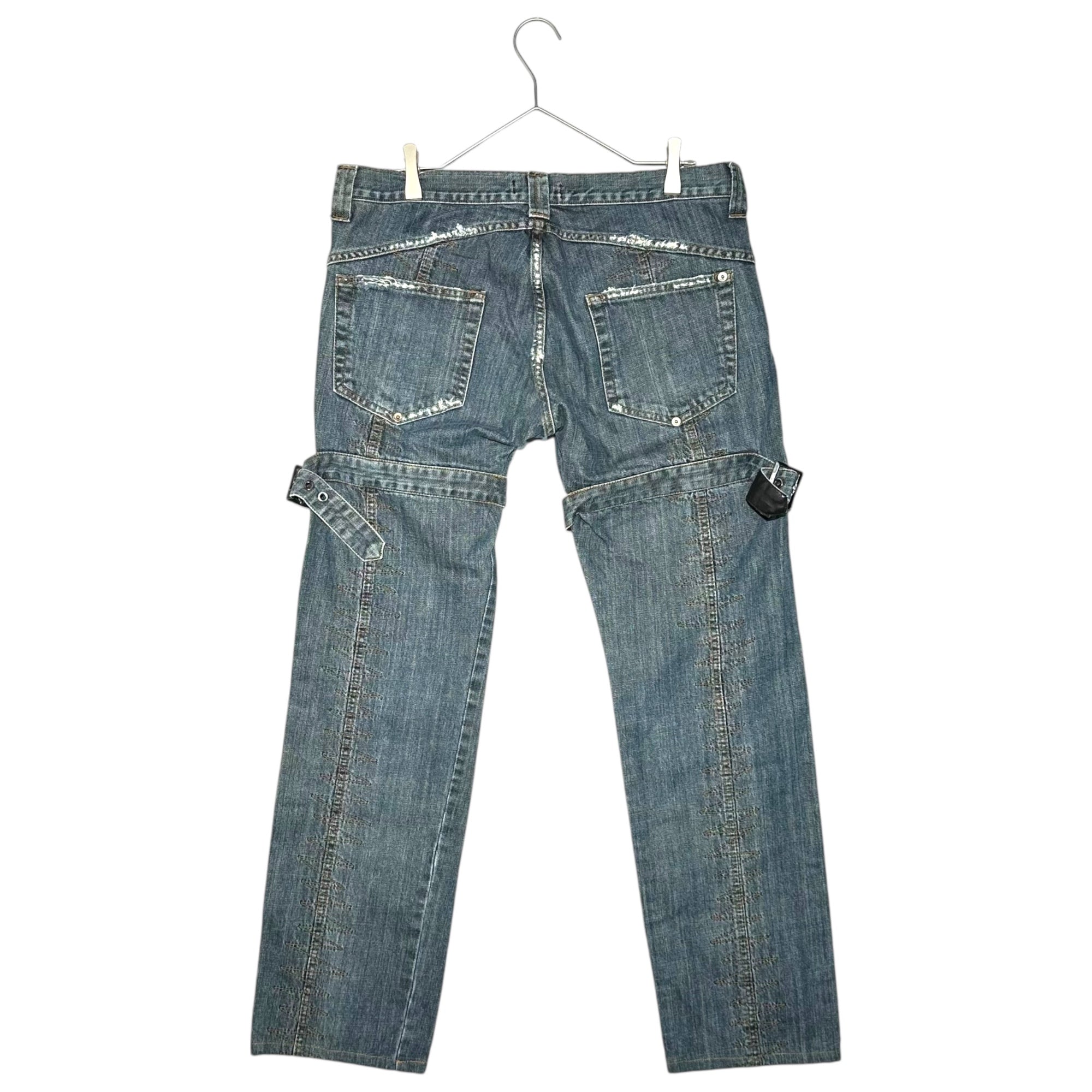 VERSACE(ヴェルサーチヴェルサーチェ) 00's Straight Bondage Denim Pants ストレート ボンテージ デニム パンツ 34 インディゴ