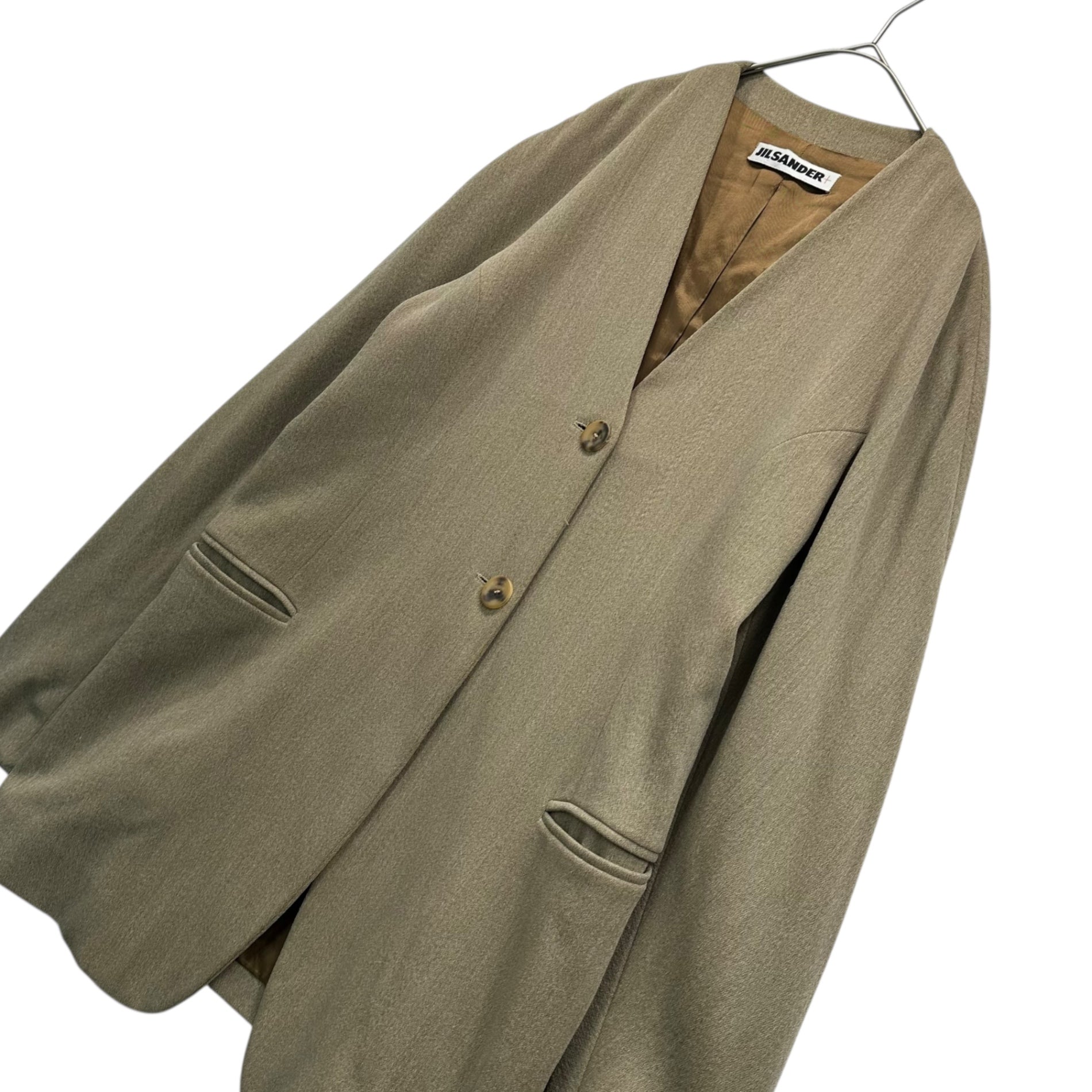 JIL SANDER +(ジルサンダー プラス) No-collar Jacket ノーカラー ジャケット 38(M程度) ベージュ