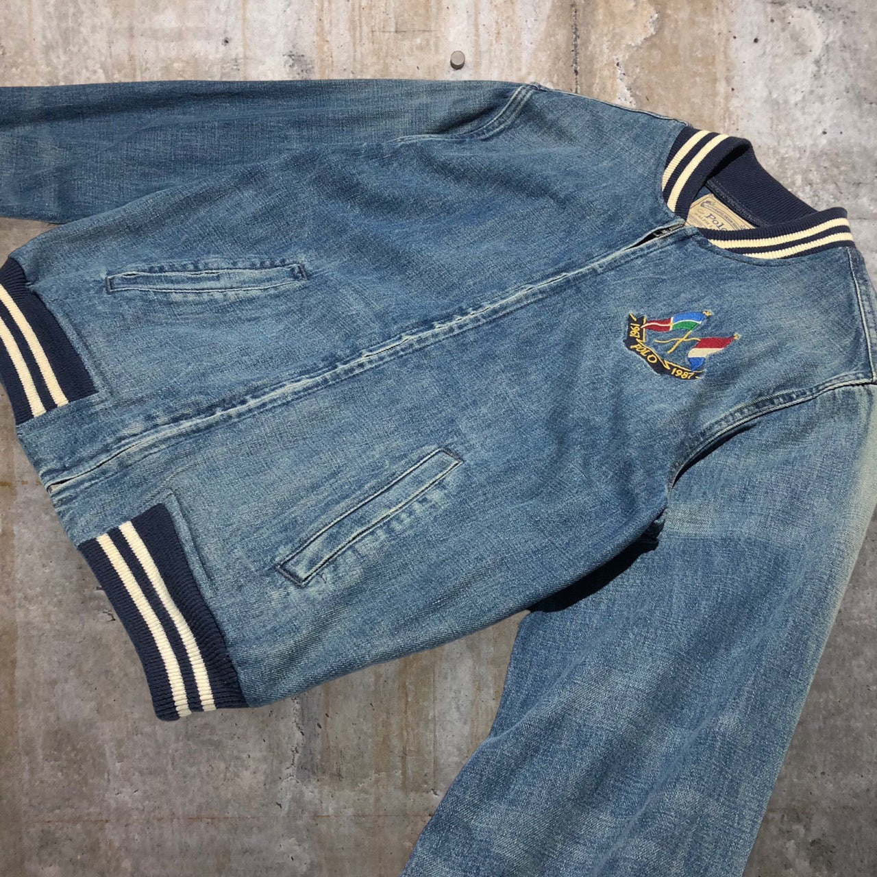 POLO RALPH LAUREN(ポロラルフローレン) バーシティボンバーデニムブルゾン M ブルー