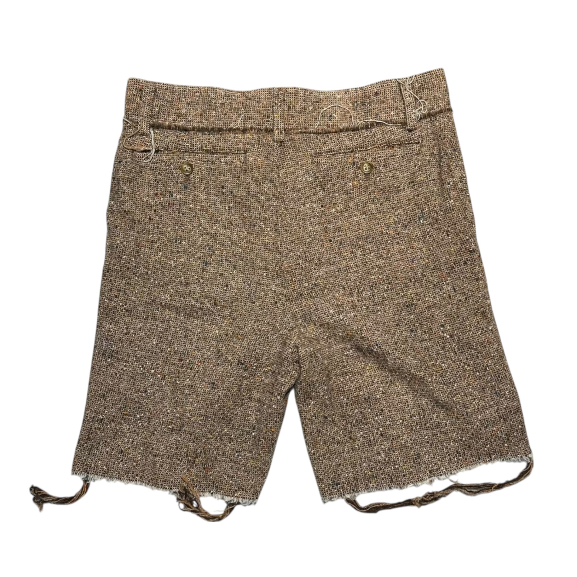 JUNYA WATANABE MAN PINK(ジュンヤワタナベマンピンク) 04AW Unfinished Hem Tweed Half Pants 縮絨加工 切りっぱなし ツイード ハーフ パンツ UN-P001 S ベージュ ショーツ