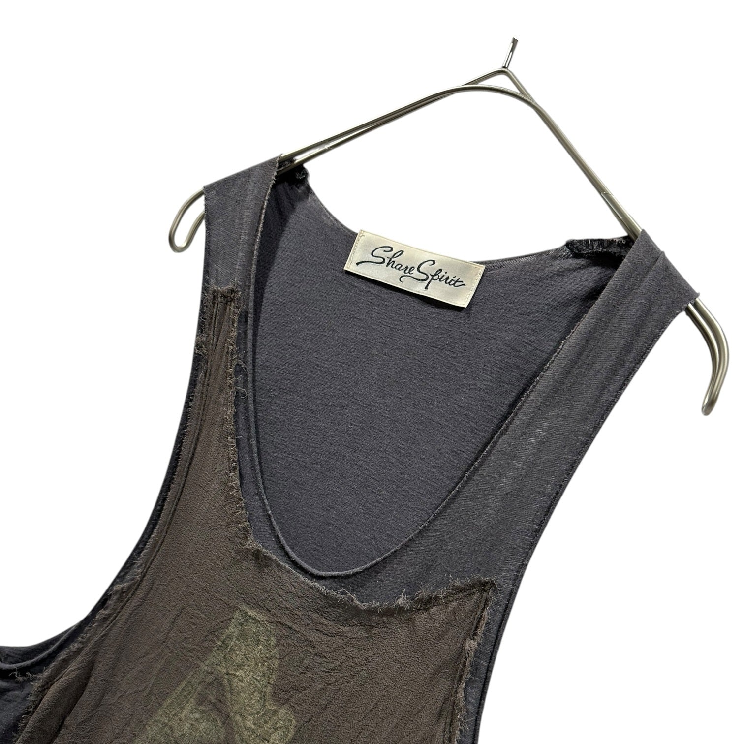 SHARE SPIRIT(シェアースピリット) All-Over-Pattern Tencel Sleeveless Cut-and-Sewn 総柄 テンセル ノースリーブ カットソー 38 ブラック×グレー 男性着用可能