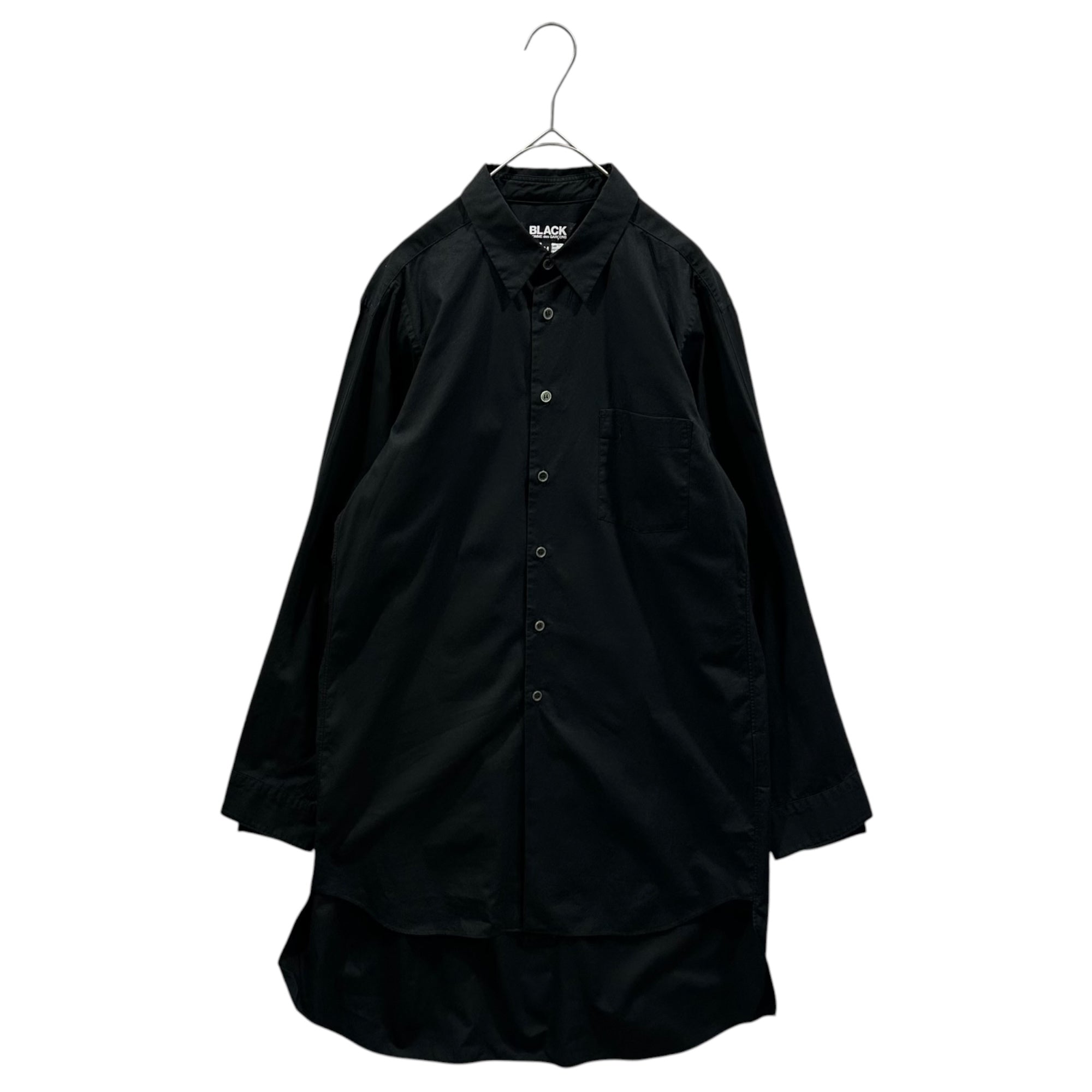 BLACK COMME des GARCONS(ブラックコムデギャルソン) 2019AW Regular-Collared Cotton Long Shirt レギュラーカラー コットン ロング シャツ 1D-B005 M ブラック AD2019