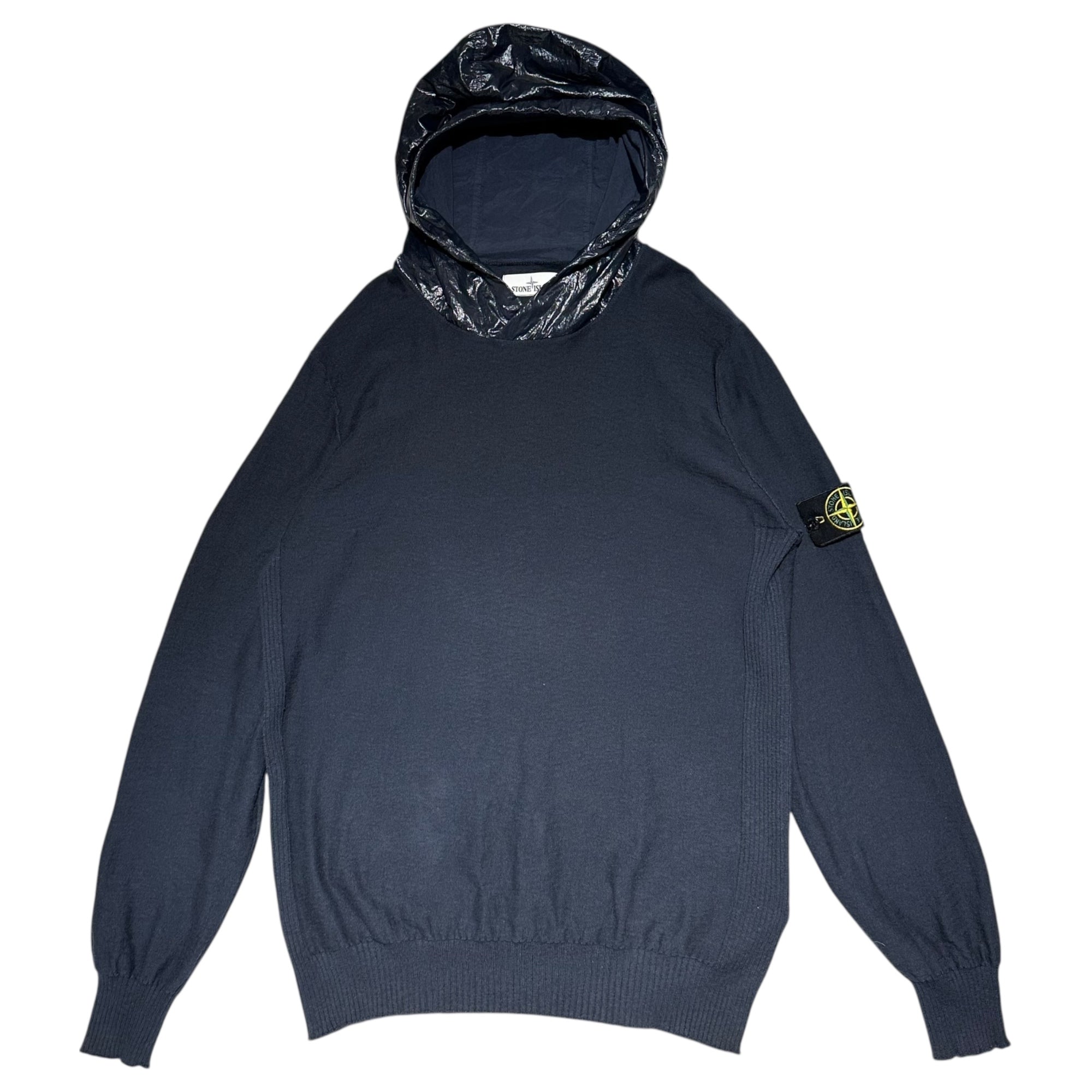 STONE ISLAND(ストーンアイランド) 21SS Nylon metal hood knit hoodie ナイロン メタル フード ニット パーカー 7415545B0 XL ネイビー