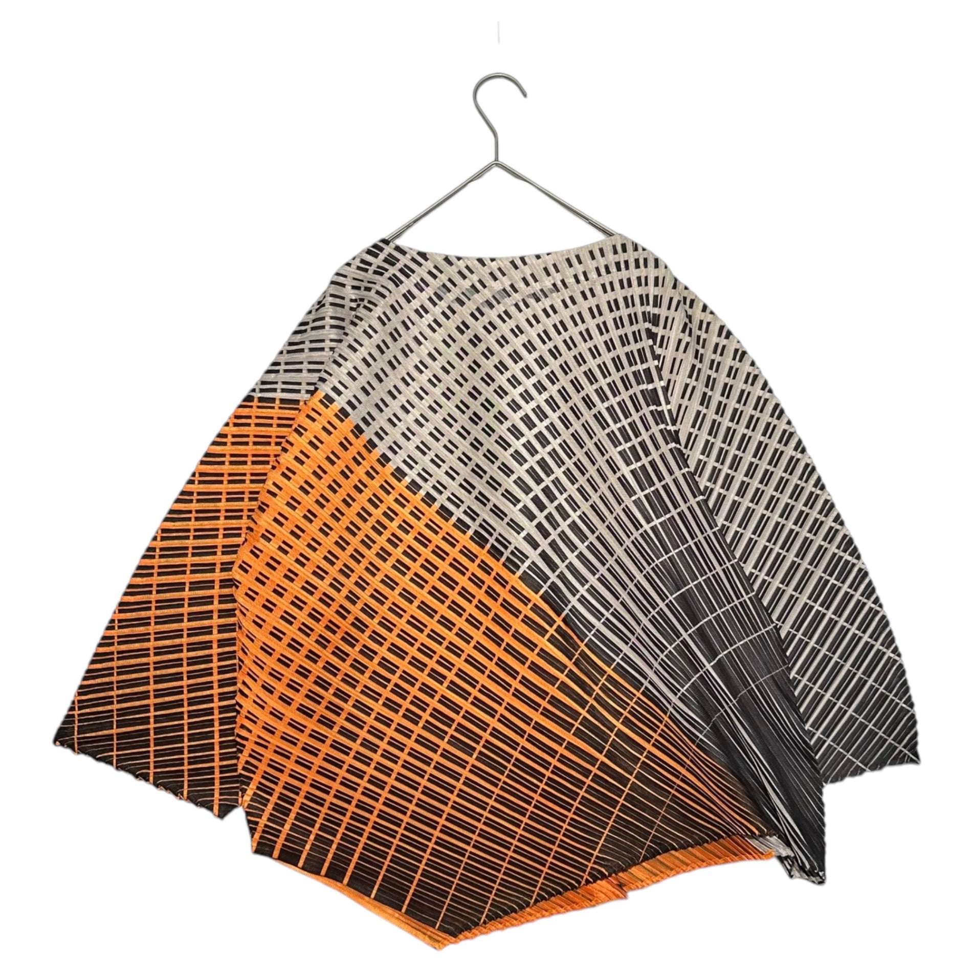 PLEATS PLEASE(プリーツプリーズ) Line print pleats collarless blouse ラインプリント プリーツ ノーカラー ブラウス PP71-J0553 3(L程度) ベージュ×オレンジ×ブラック