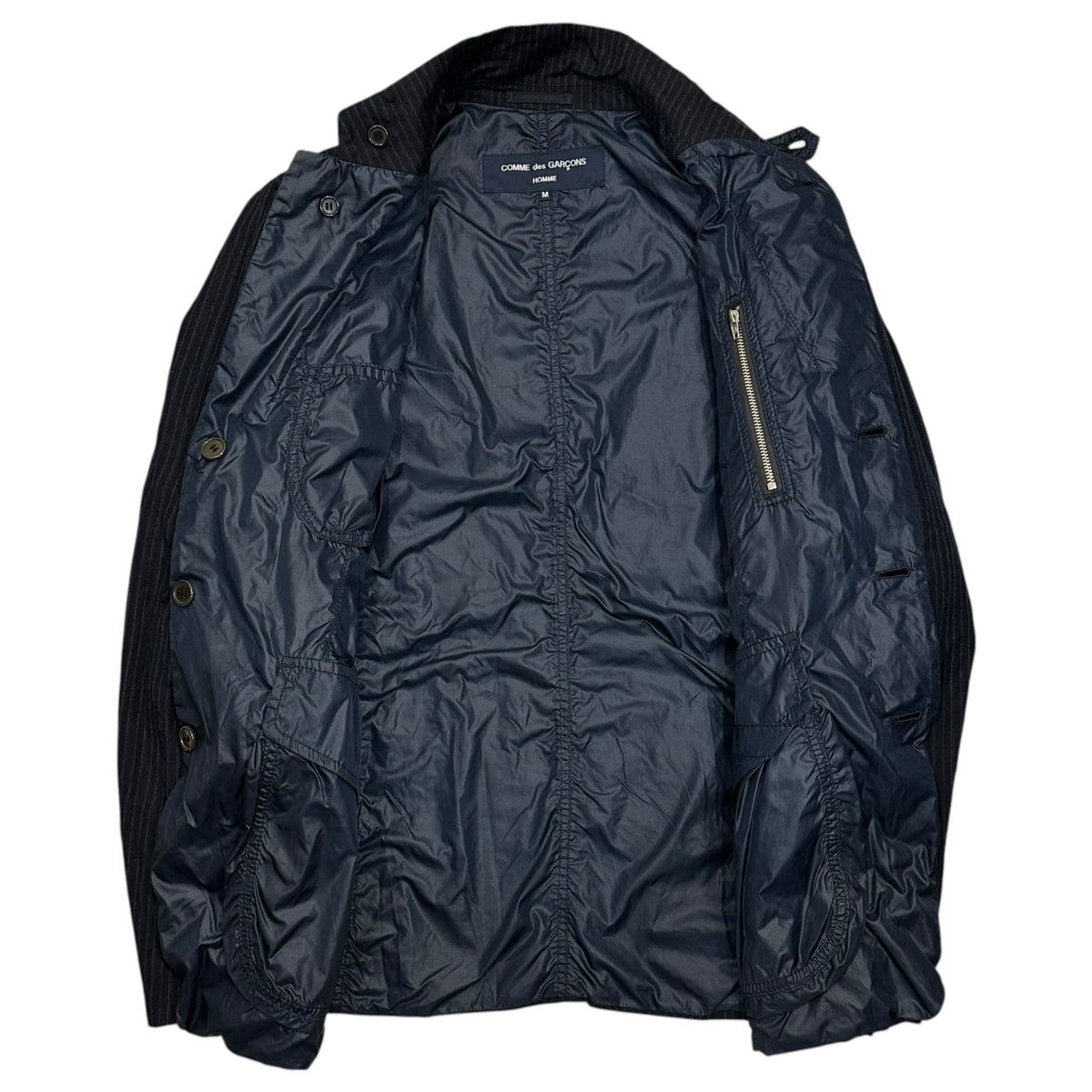 COMME des GARCONS HOMME(コムデギャルソンオム) 2009AW Reversible Wool Nylon Jacket ナイロン ウール リバーシブル ジャケット HD-J011 M ダークネイビー×ネイビー AD2009 テーラード