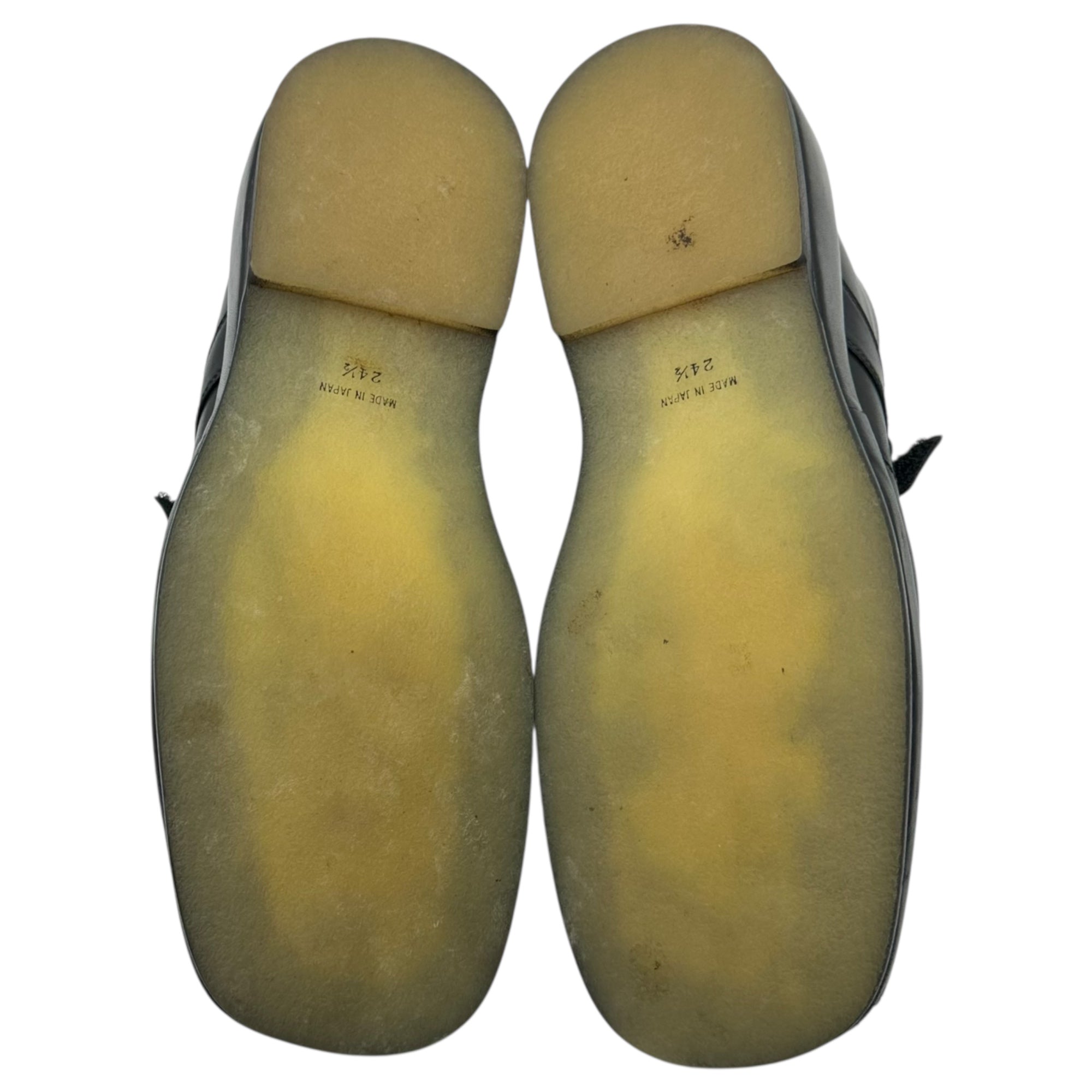 SAYA(サヤ) Velcro Leather Square Toe Shoes ベルクロ レザー スクエアトゥ シューズ 5427 24.5cm ブラック 革靴 ローファー