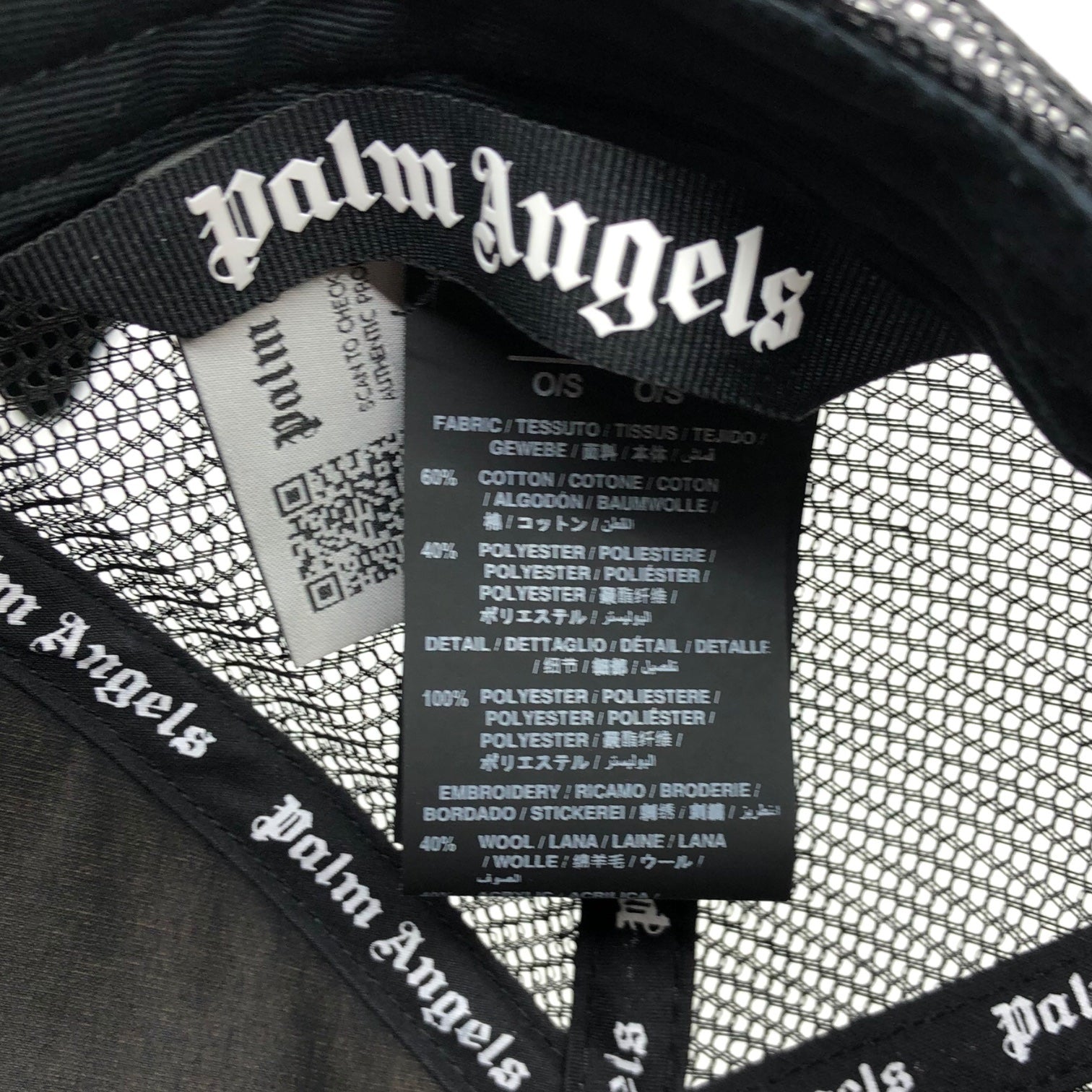 Palm Angels(パームエンジェルス) bear cap 熊 キャップ QRコードタグ有(パームエンジェルス公式確認済み) O/S ブラック×ホワイト×アイボリー