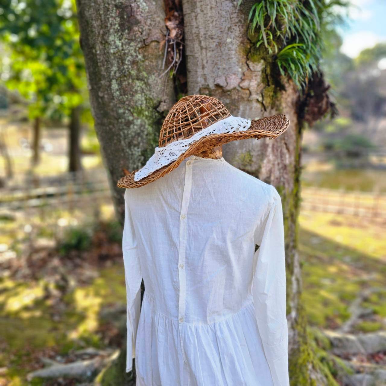 Euro vintage(ヨーロッパヴィンテージ) cotton neck collar コットンのつけ襟(被りタイプ) ベージュ(後染め)