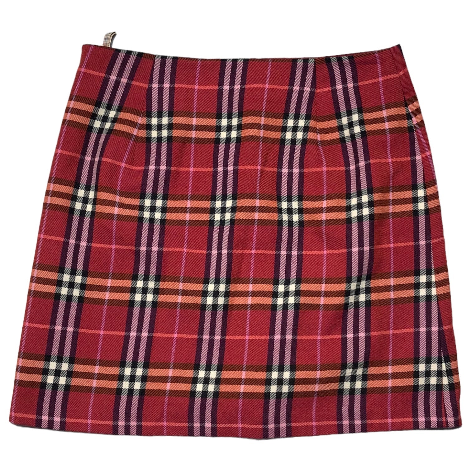 BURBERRY BLUE LABEL(バーバリーブルーレーベル) タータンチェック ミニ スカート FLF65-621 38(M程度) レッド×パープル ミニ丈 ノヴァ