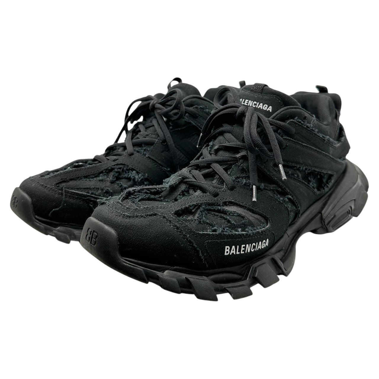 BALENCIAGA(バレンシアガ) Track Destroyed Canvas デストロイ キャンバス トラック スニーカー 542023 29cm ブラック 箱付