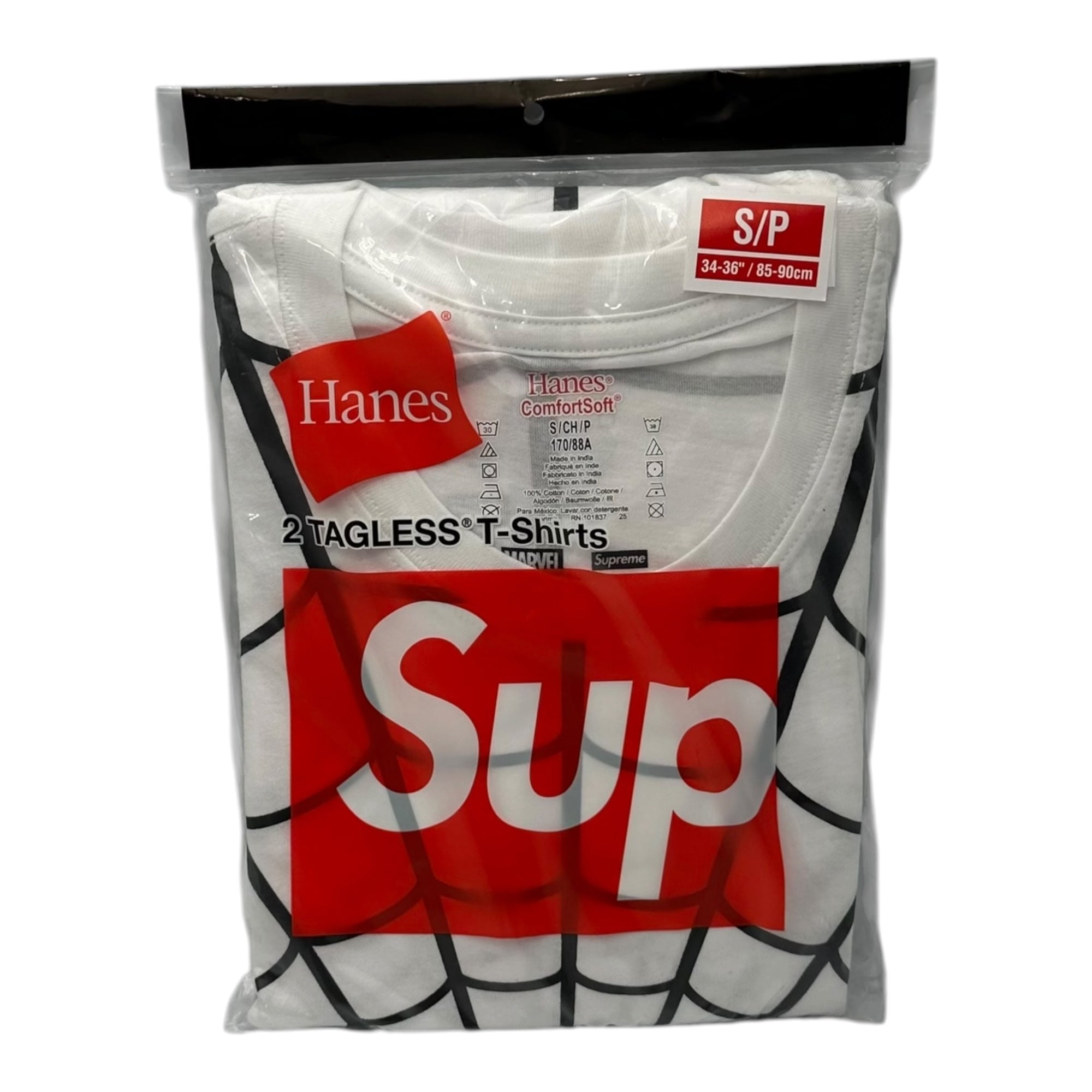 SUPREME(シュプリーム) 2026SS Hanes Spider-Man Tagless Tees (2 Pack) ヘインズ スパイダーマン パック Tシャツ S ホワイト