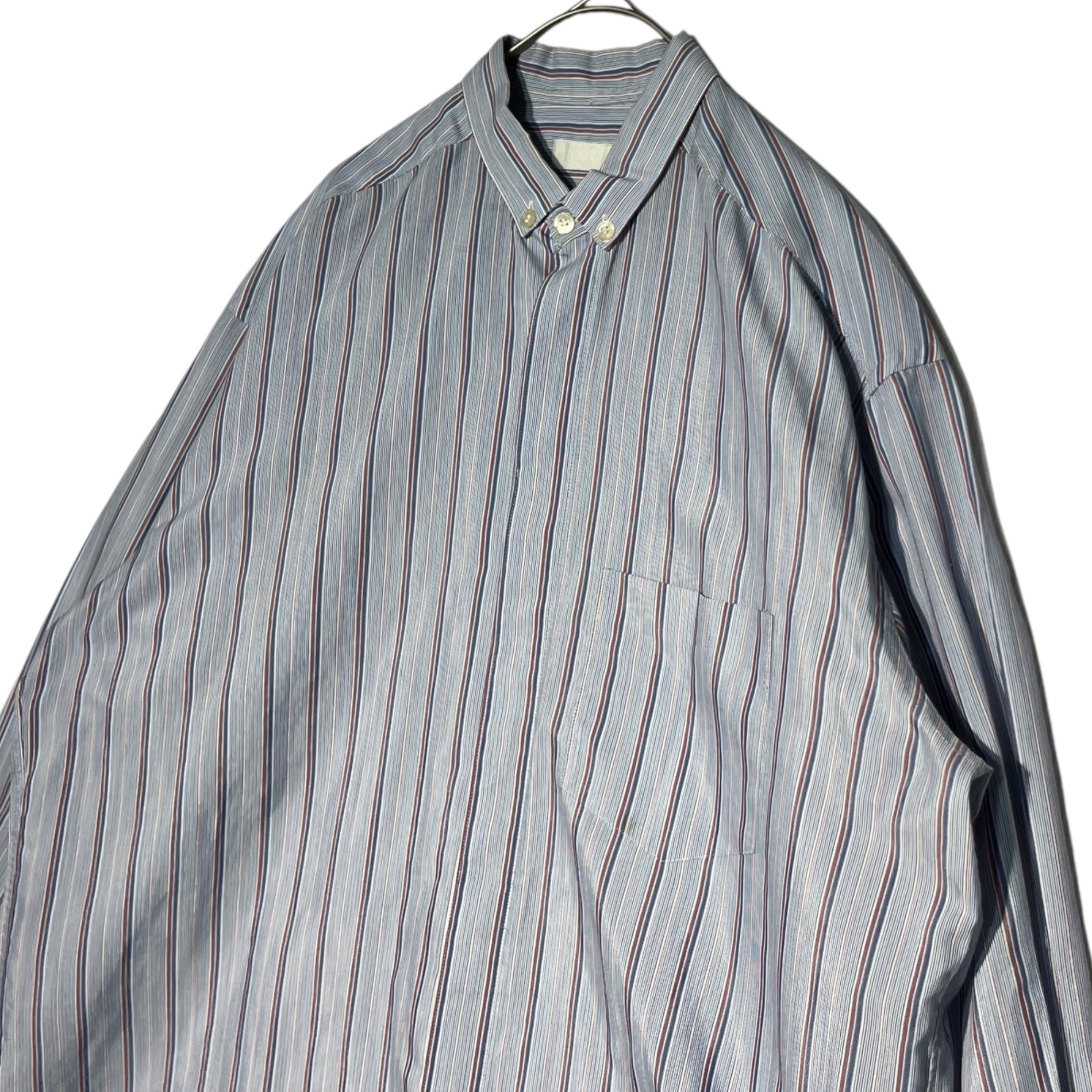 COMME des GARCONS HOMME(コムデギャルソンオム) 80's BIG HOMME Small collar BD striped shirt デカオム スモール カラー ボタンダウン ストライプ シャツ 表記無し(M~L程度) スカイブルー 80年代 ヴィンテージ アーカイブ