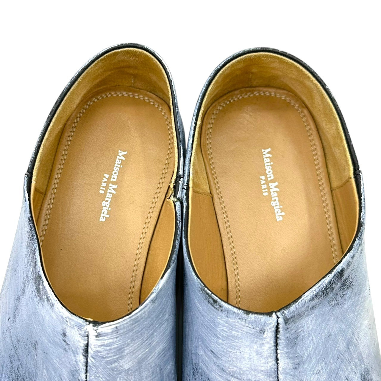 MAISON MARGIELA(メゾンマルジェラ) 21AW Paint Tabi Babouche ペンキ ペイント 足袋 バブーシュ レザー スリッポン S57WR0051 42(27.0cm程度) ホワイト