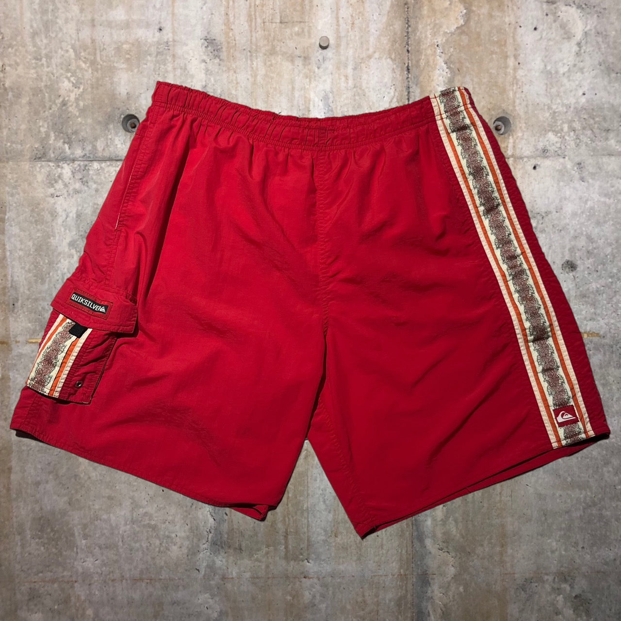 Quiksilver(クイックシルバー) 90'sサイドデザインショーツ L レッド