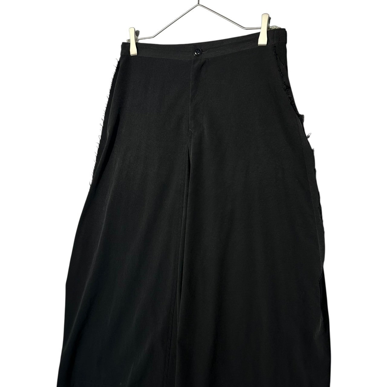Y's(ワイズ) 10SS Long skirt with tricetate body and cut-out design 切りっ放し デザイン トリアセテート ボディ ロング スカート YJ-S16-500 1(S程度) ブラック