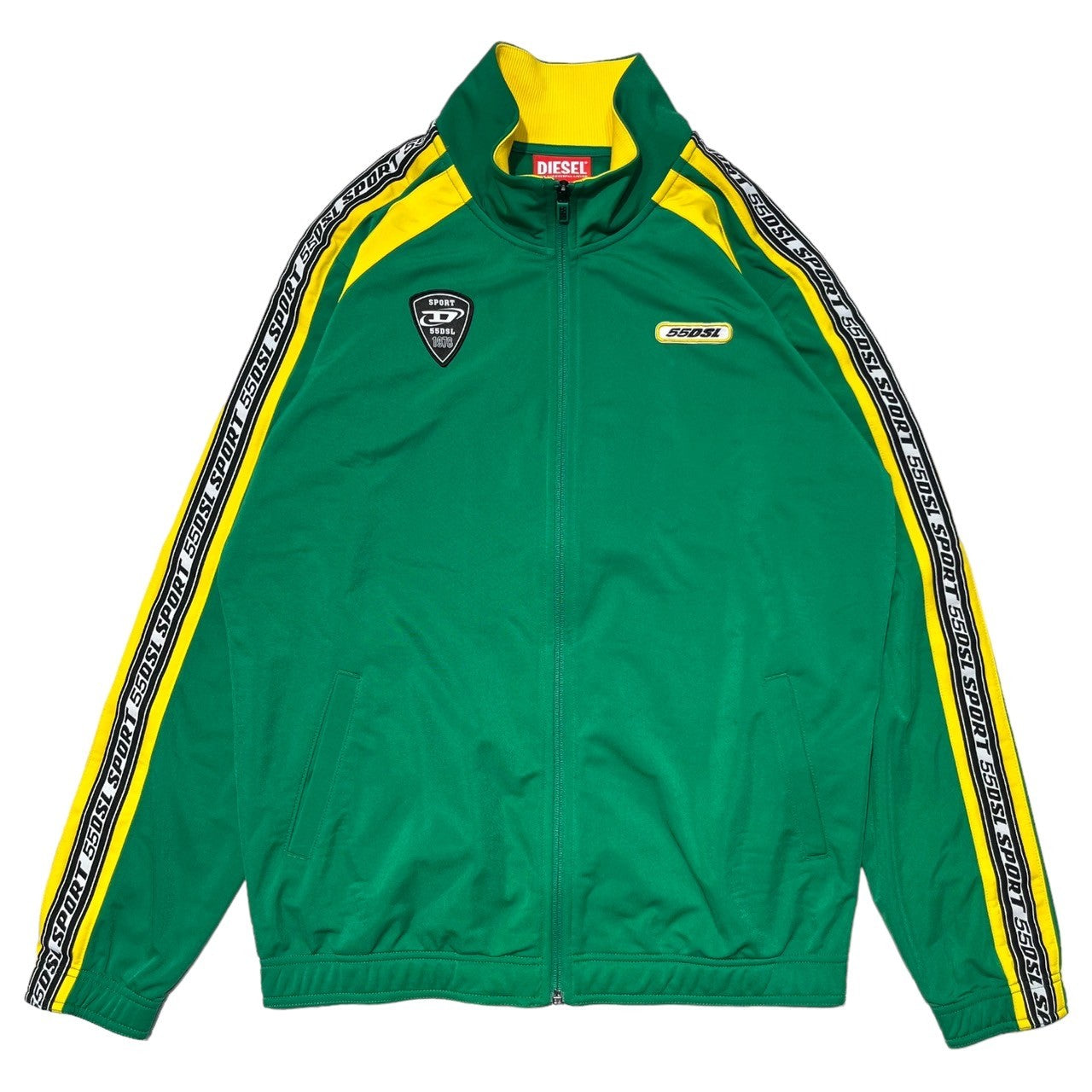 DIESEL(ディーゼル) AMST-SMEETCH logo track jacket ロゴ トラック ジャケット A05820 S グリーン×イエロー ジャージ ブルゾン