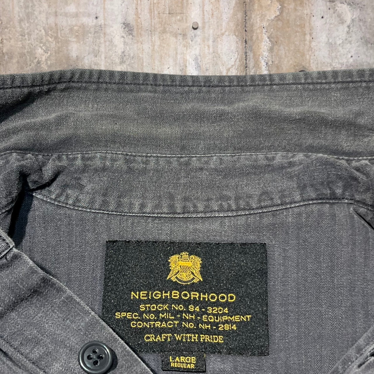 NEIGHBORHOOD(ネイバーフッド) ヘリンボーンワークシャツ 171SPNh-SHM03 L ブラック