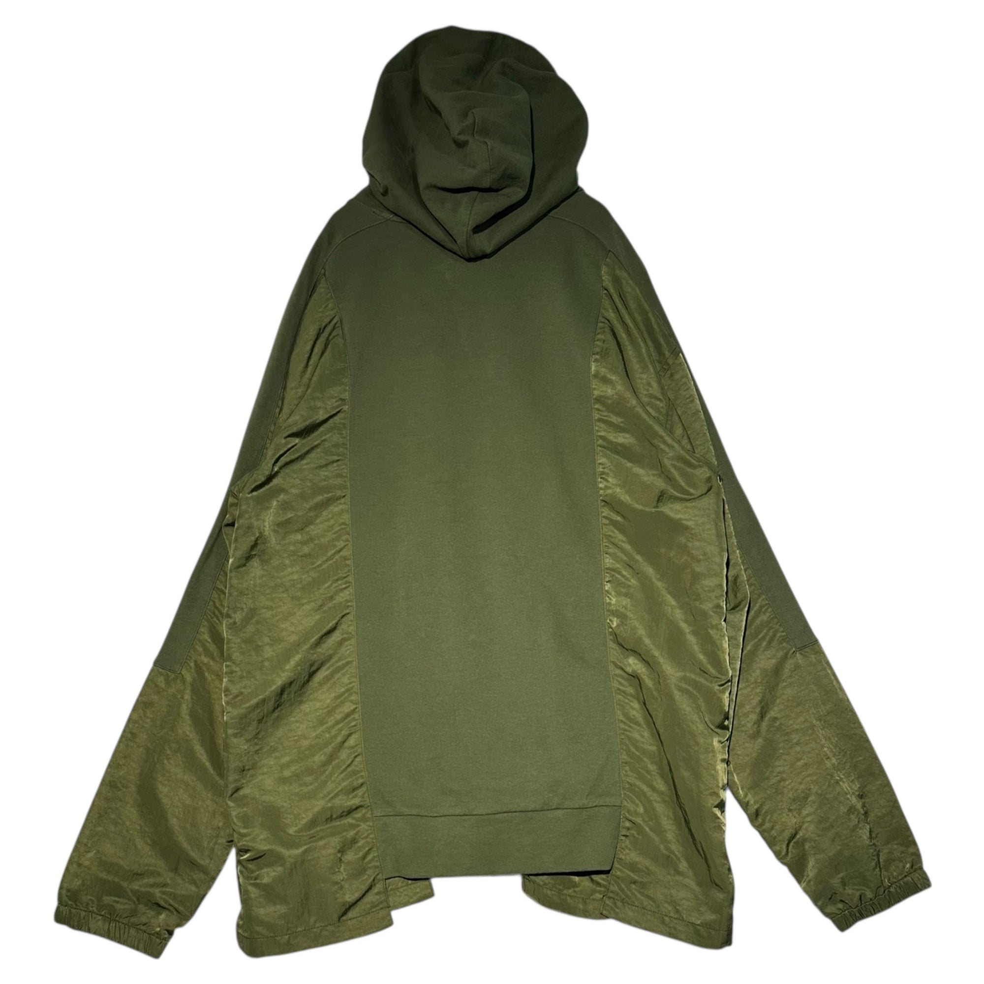 Feng Chen Wang(フェンチェンワン) Nylon Military Reconstructed Hoodie ナイロン ミリタリー 再構築 パーカー FF10HOO406 M オリーブ×カーキ プルオーバー 切替