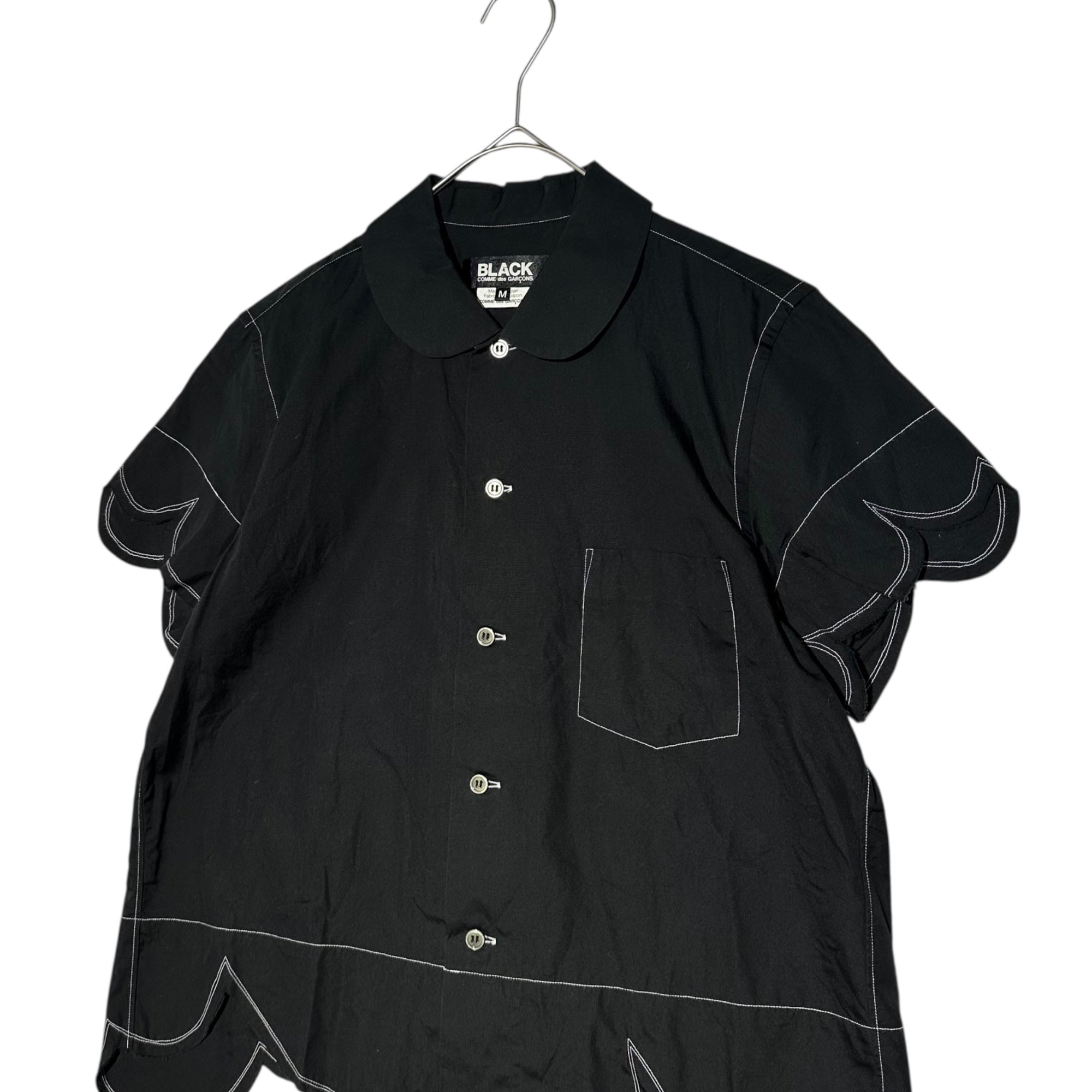 BLACK COMME des GARCONS(ブラックコムデギャルソン) 09SS S/S Stitchwork Shirt 半袖 ステッチ シャツ 1C-B004 M ブラック AD2008