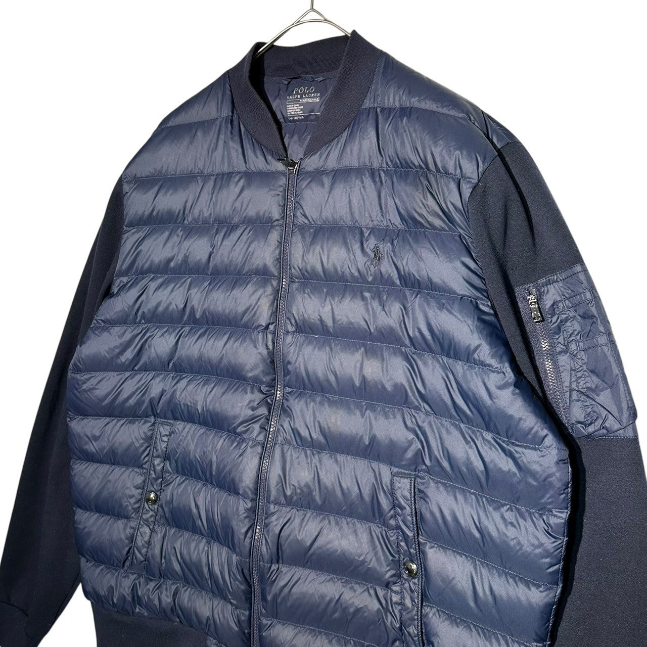 POLO RALPH LAUREN(ポロラルフローレン) Sleeve Switching Ribbed Neck Down Blouson Jacket 袖切替 リブネック ダウン ブルゾン ジャケット 710671057001 L ネイビー