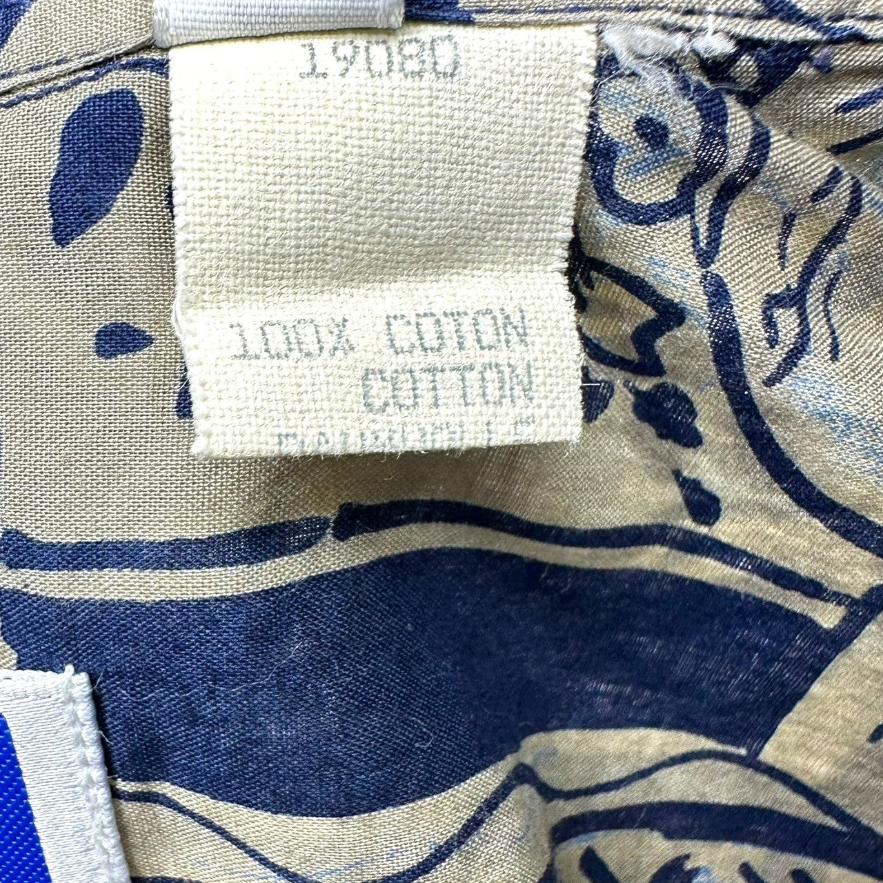 YVES SAINT LAURENT(イヴサンローラン) 90's all-over pattern S/S shirt 総柄 半袖 シャツ 4 ベージュ×ブルー