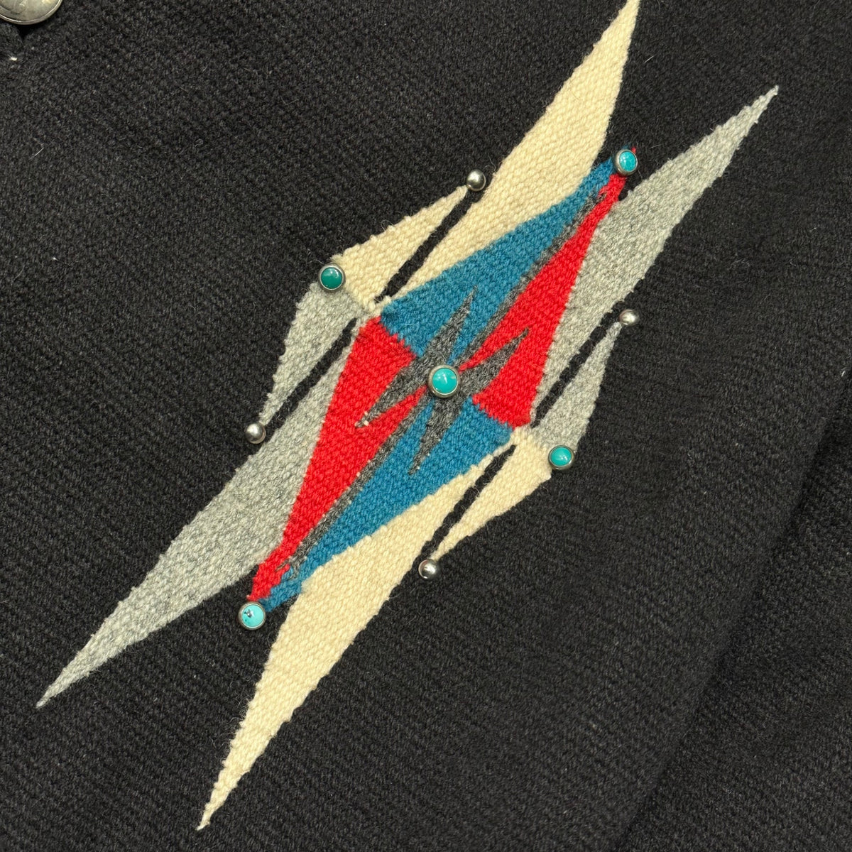 ORTEGA'S(オルテガ) 1990's Turquoise Studded Chimayo Jacket ターコイズ スタッズ チマヨ ジャケット 40 ブラック 90年代 ウール コート