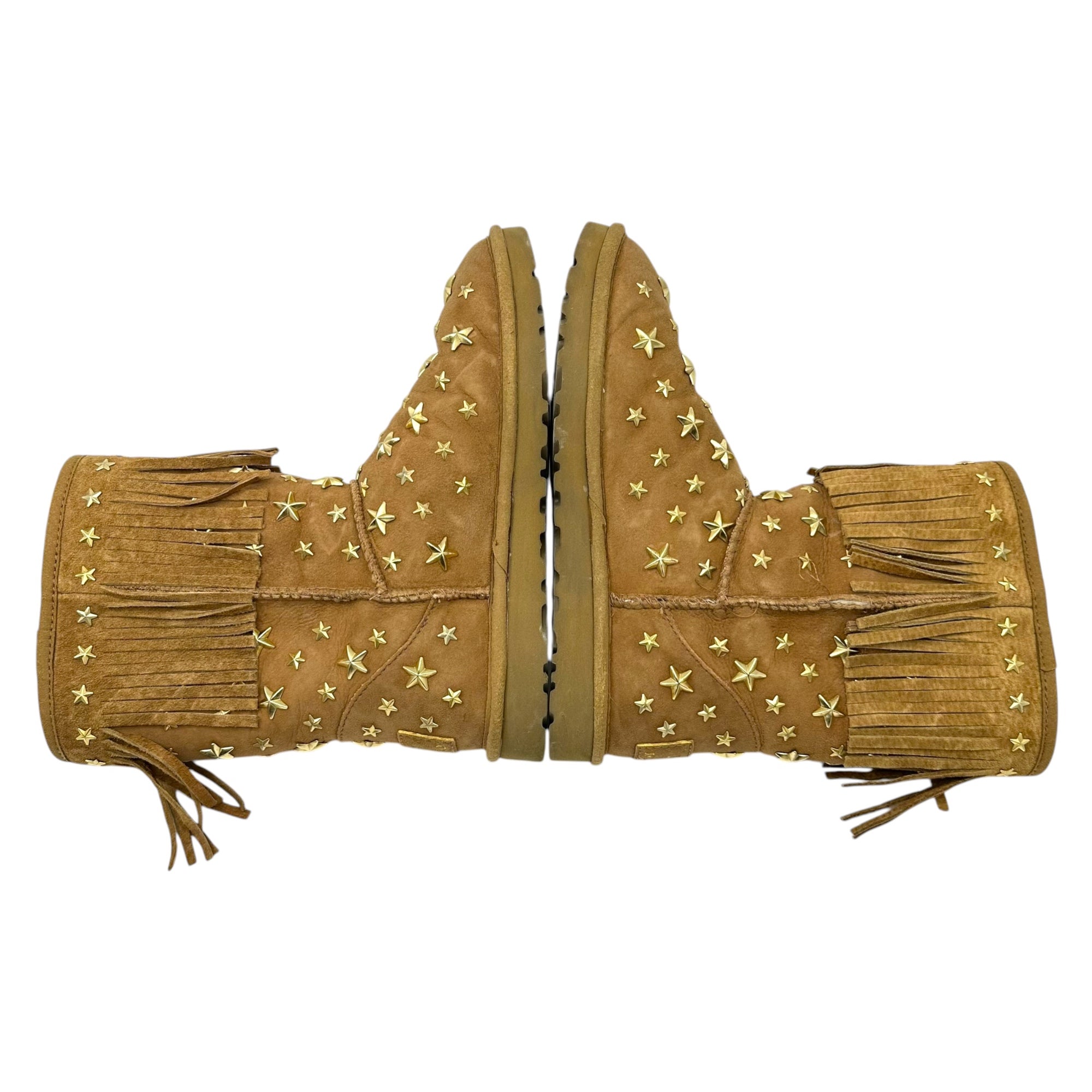 UGG×JIMMY CHOO(アグ×ジミーチュウ) Star studded mouton boots スタースタッズ ムートン ブーツ 3044W 24cm ブラウン ボア コラボ