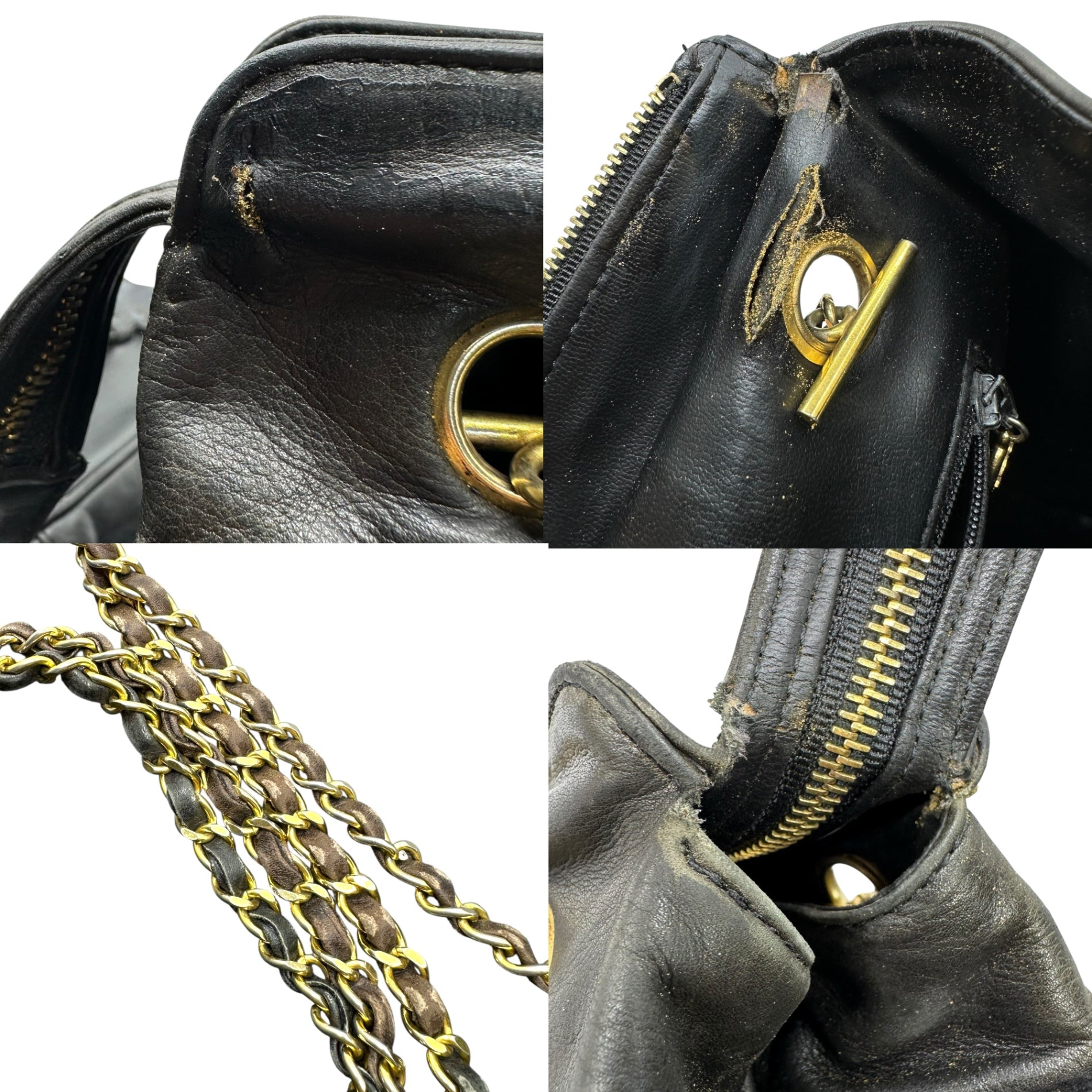 CHANEL(シャネル) 90's Coco Charm Lambskin Matelasse Double Chain Tote Bag ココ チャーム ラムスキン マトラッセ ダブル チェーン トート バッグ ブラック 90年代 ヴィンテージ 肩掛け ショルダー 1番台 1******