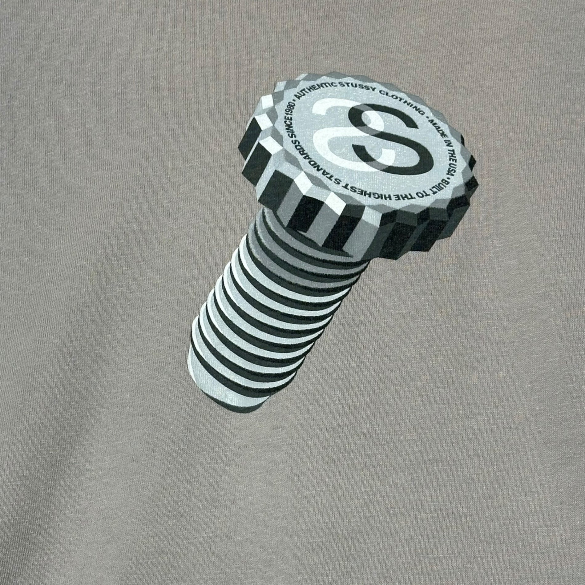 STUSSY(ステューシー) 90's USA made Screw Logo Print T-Shirt ネジ ロゴ プリント Tシャツ M ベージュ 90年代 USA製