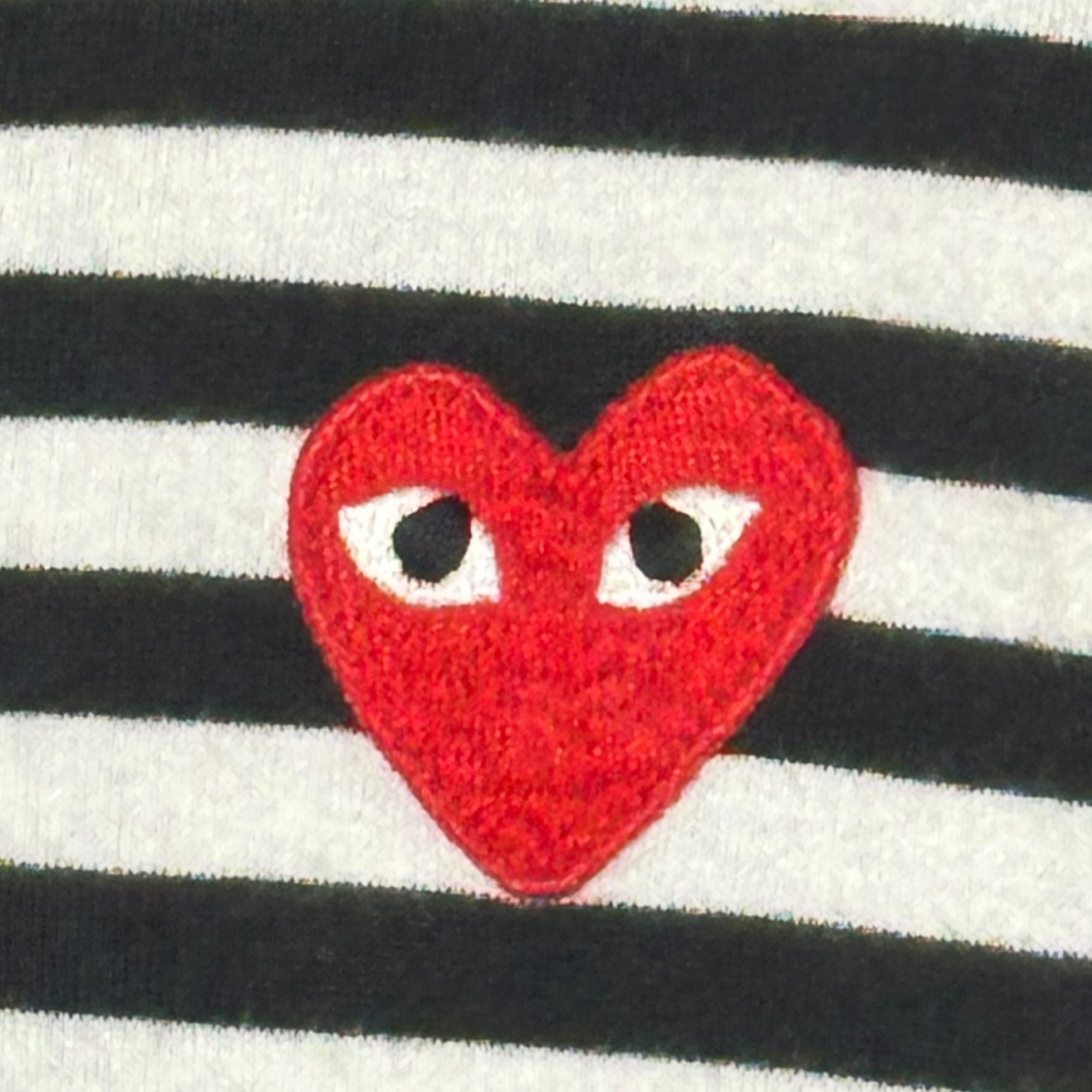 PLAY COMME des GARCONS(プレイコムデギャルソン) Border Heart Patch L/S T-Shirt ボーダー ハート ロゴ ワッペン 長袖 Tシャツ AZ-T163 L ホワイト×ブラック AD2011
