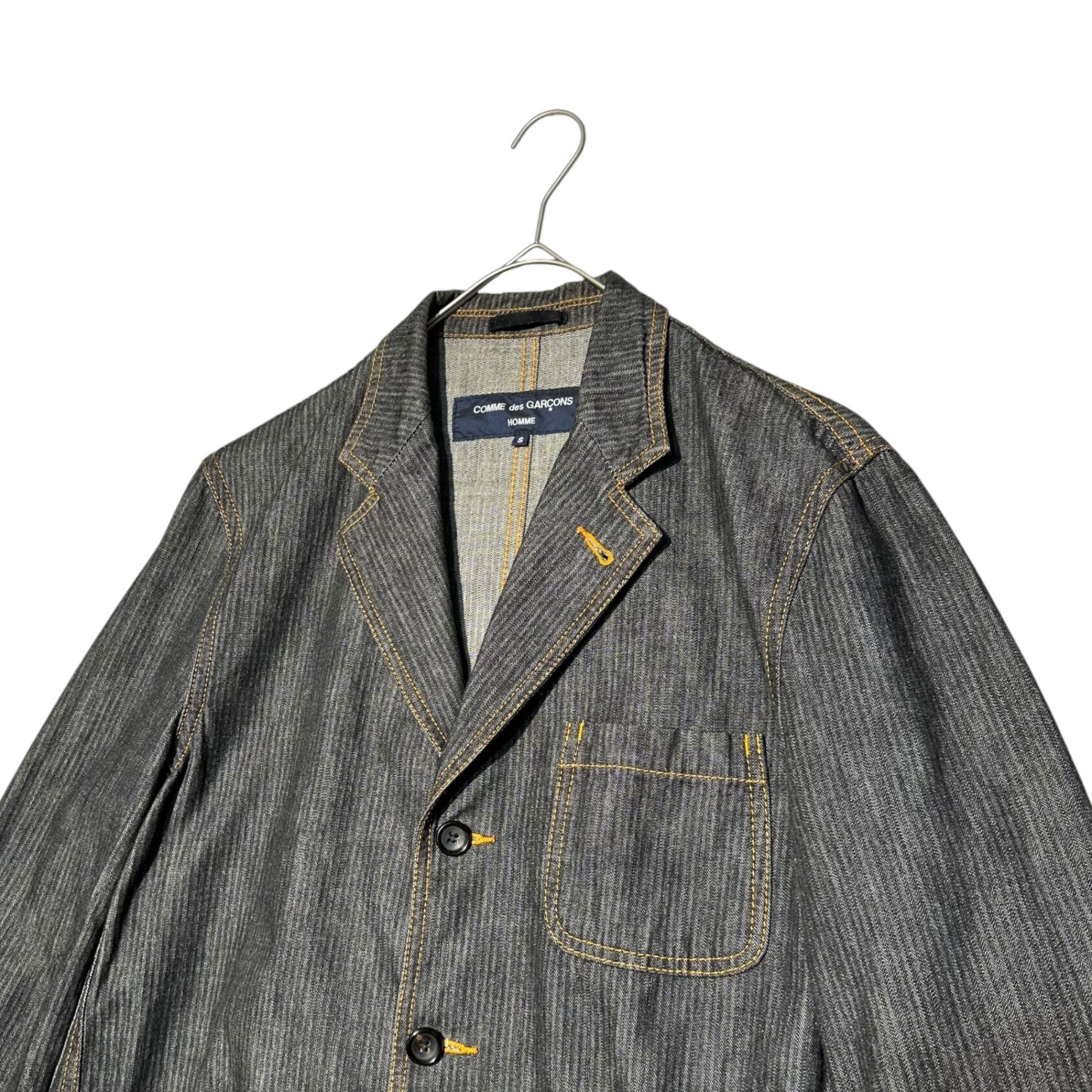 COMME des GARCONS HOMME(コムデギャルソンオム) 04SS Herringbone cotton twill 3B jacket ヘリンボーン コットン ツイル 3B ジャケット HM-J035 S インディゴ デニム ヒッコリー テーラード