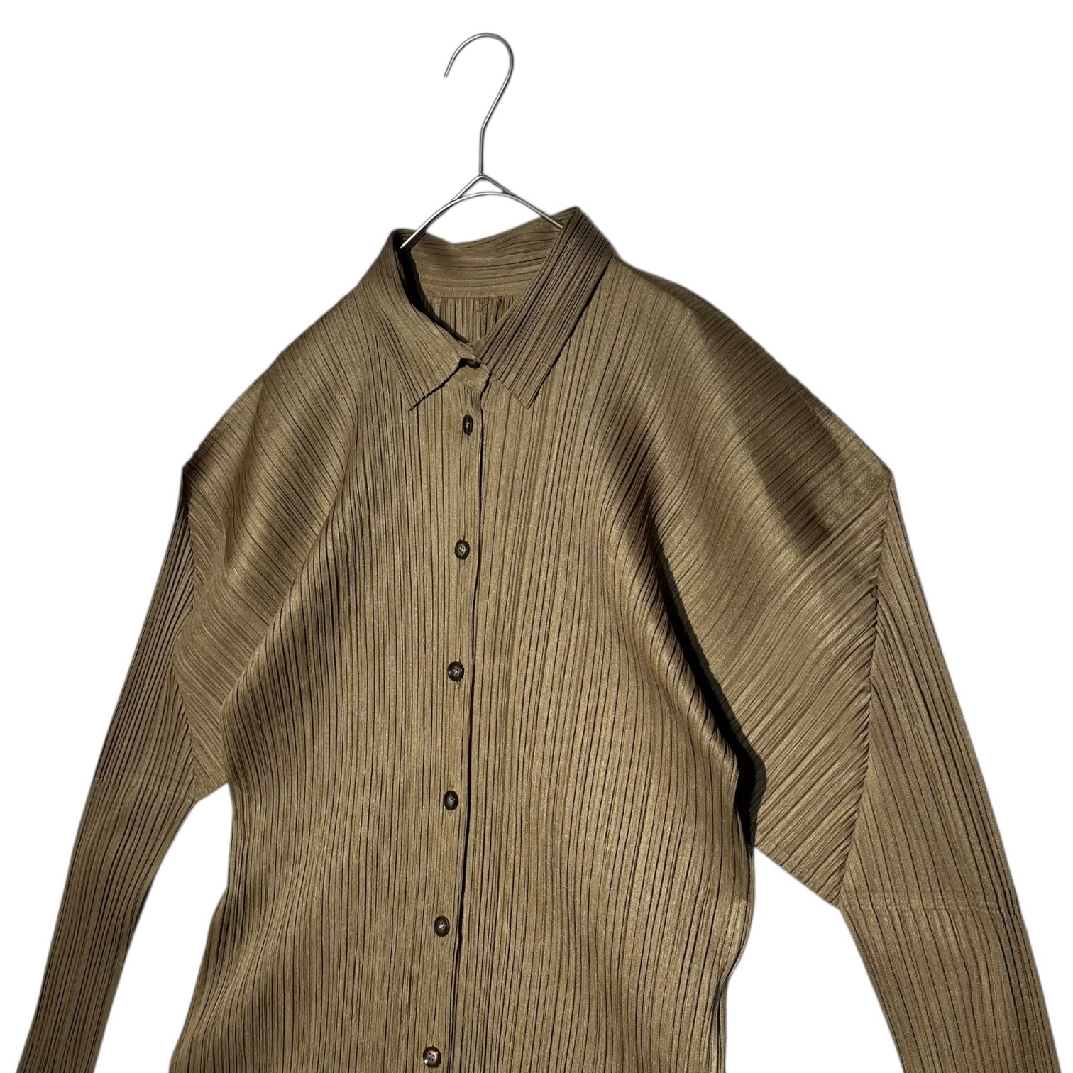 PLEATS PLEASE(プリーツプリーズ) Pleated L/S Shirt Blouse プリーツ 長袖 シャツ ブラウス PP93-JK055 3(L程度) カーキ