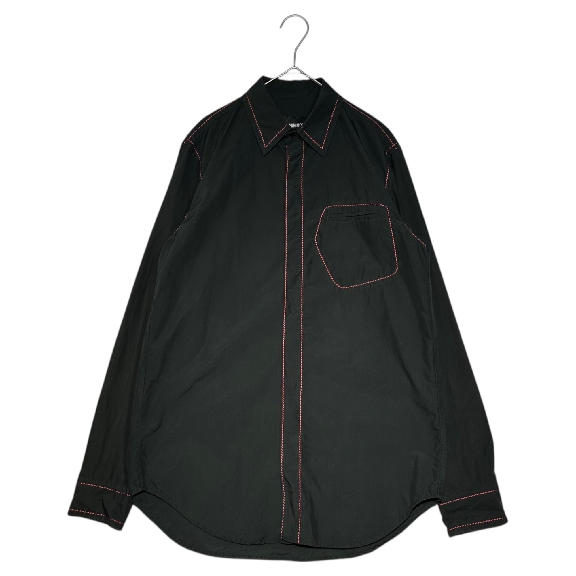 YUKI HASHIMOTO(ユウキハシモト) 21SS CONTRAST STICH SHIRTS コントラスト ステッチ チェック シャツ 211-01-0104 46(S) ブラック×レッド