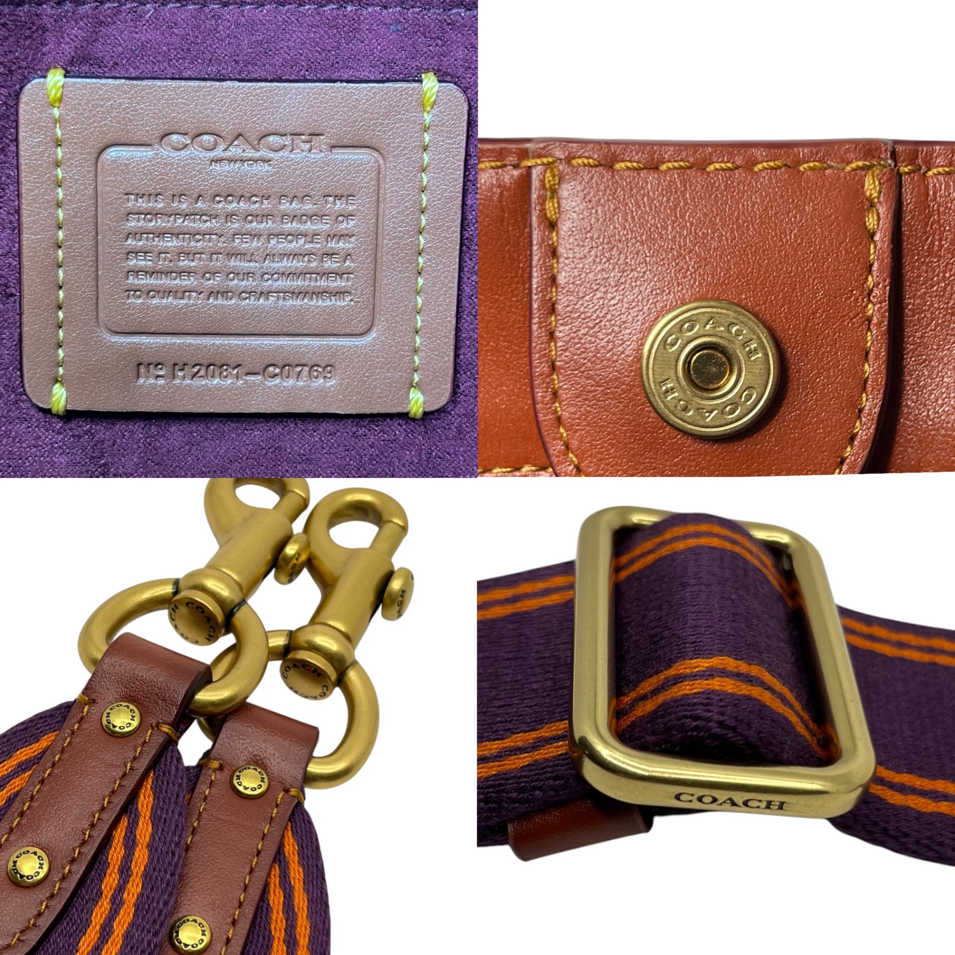 COACH(コーチ) Field tote NY フィールド トート 2WAY ショルダー バッグ C0768 ブラウン×ベージュ ハンド リンゴ ニューヨーク 限定 チャーム付