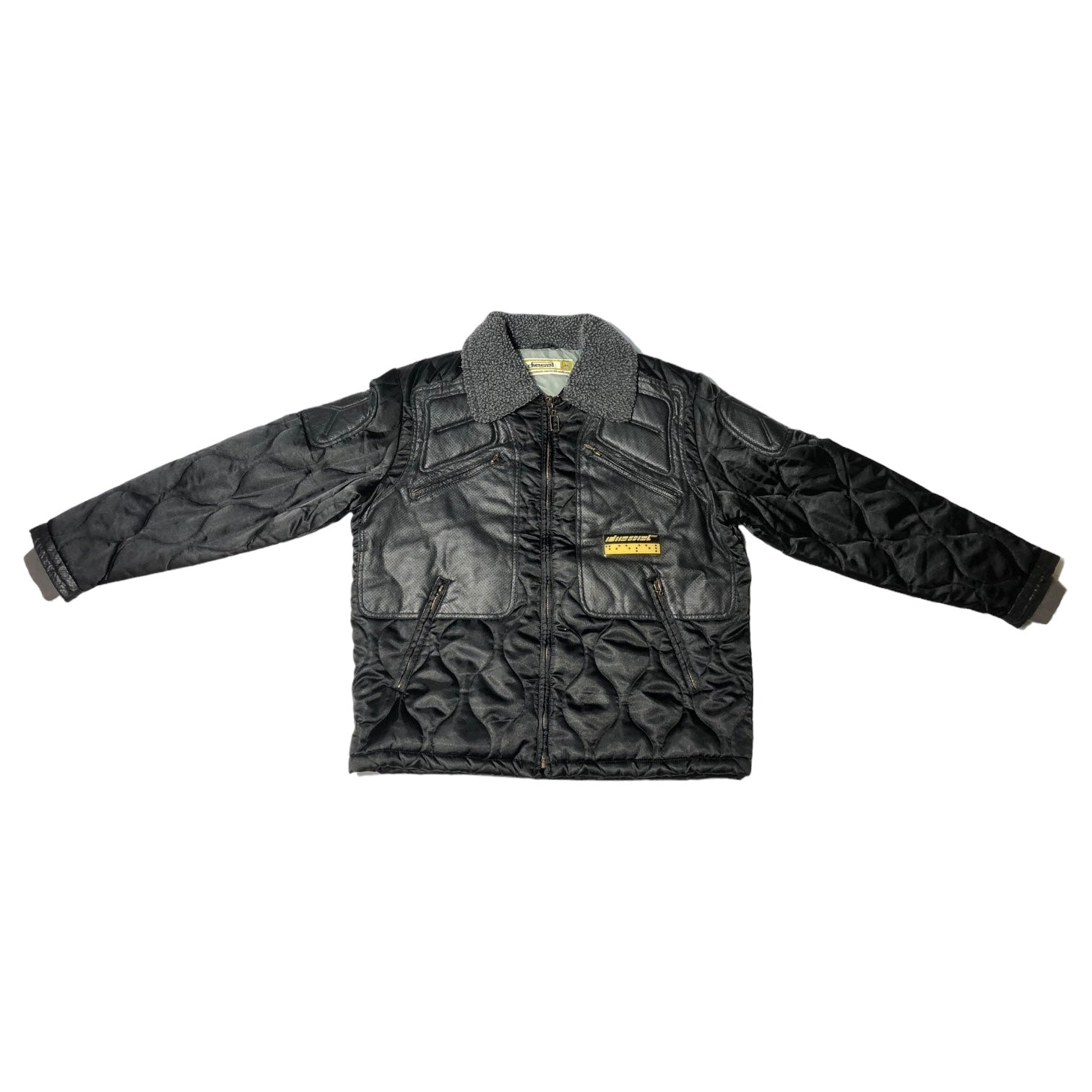 DIESEL(ディーゼル) 90's quilted racing jacket キルティング レーシング ジャケット L ブラック 90年代 レザー ボア 中綿 Y2K 00s