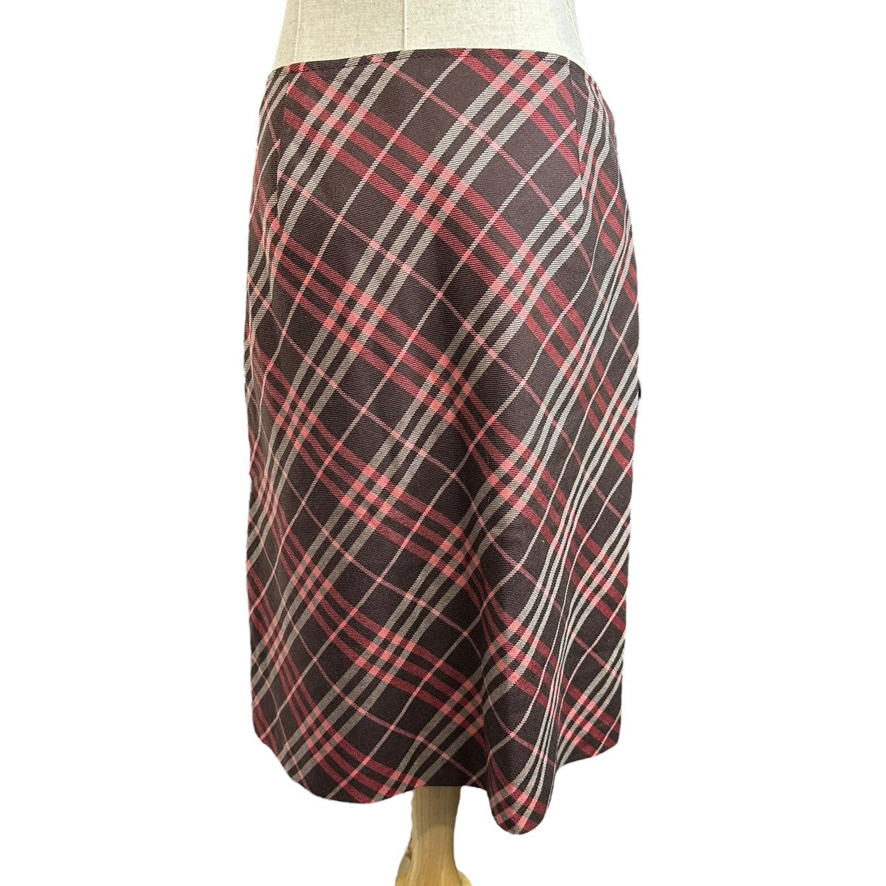 BURBERRY BLUE LABEL(バーバリーブルーレーベル) Burberry Check Zip Pockets Knee-Length Skirt バーバリー チェック ジップ ポケット ひざ丈 スカート FLF-582-38 38(M程度) ブラウン×ピンク 三陽商会