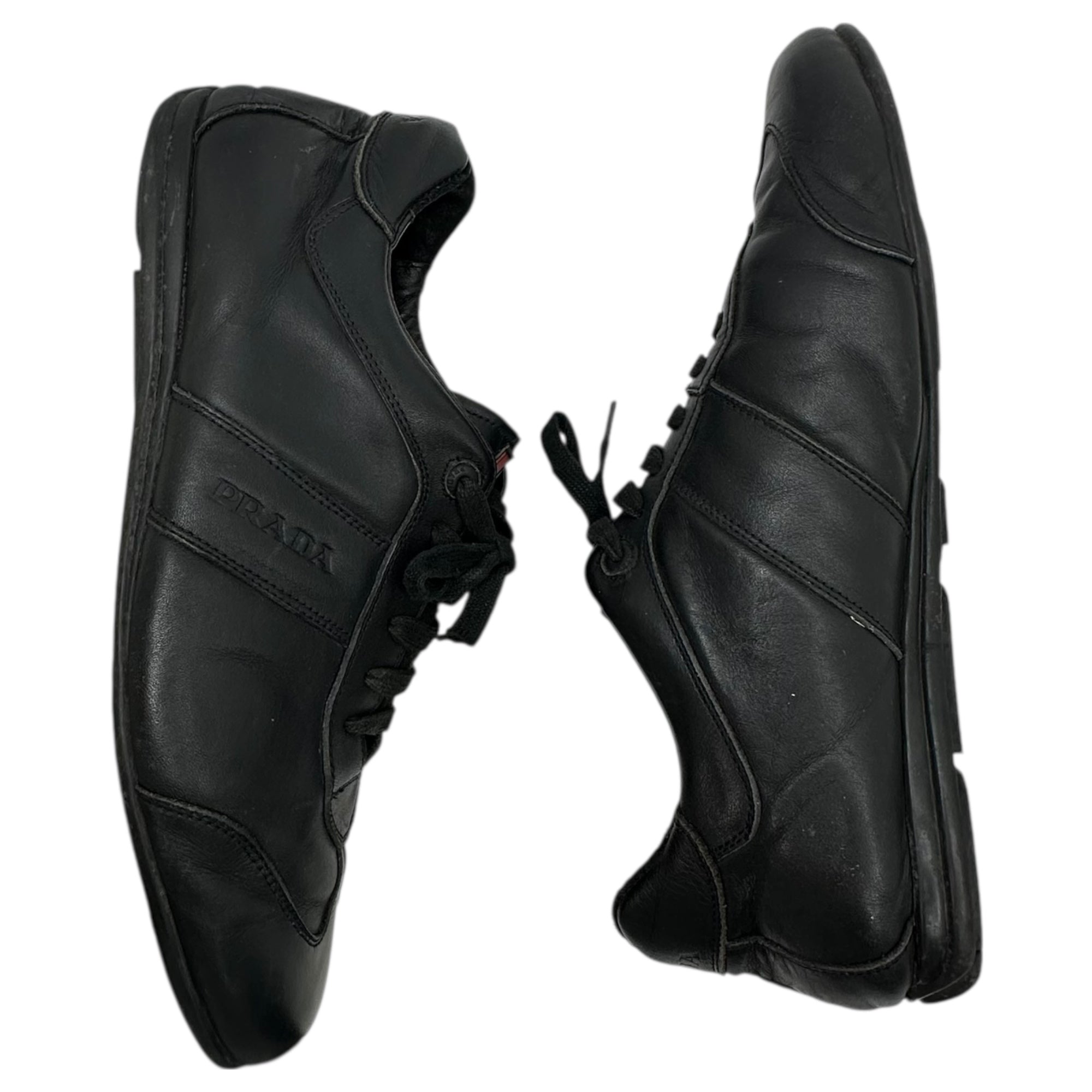 PRADA(プラダ) Low-Profile Leather Sneakers 薄底 レザー スニーカー 45(28.5cm~29cm程度) ブラック