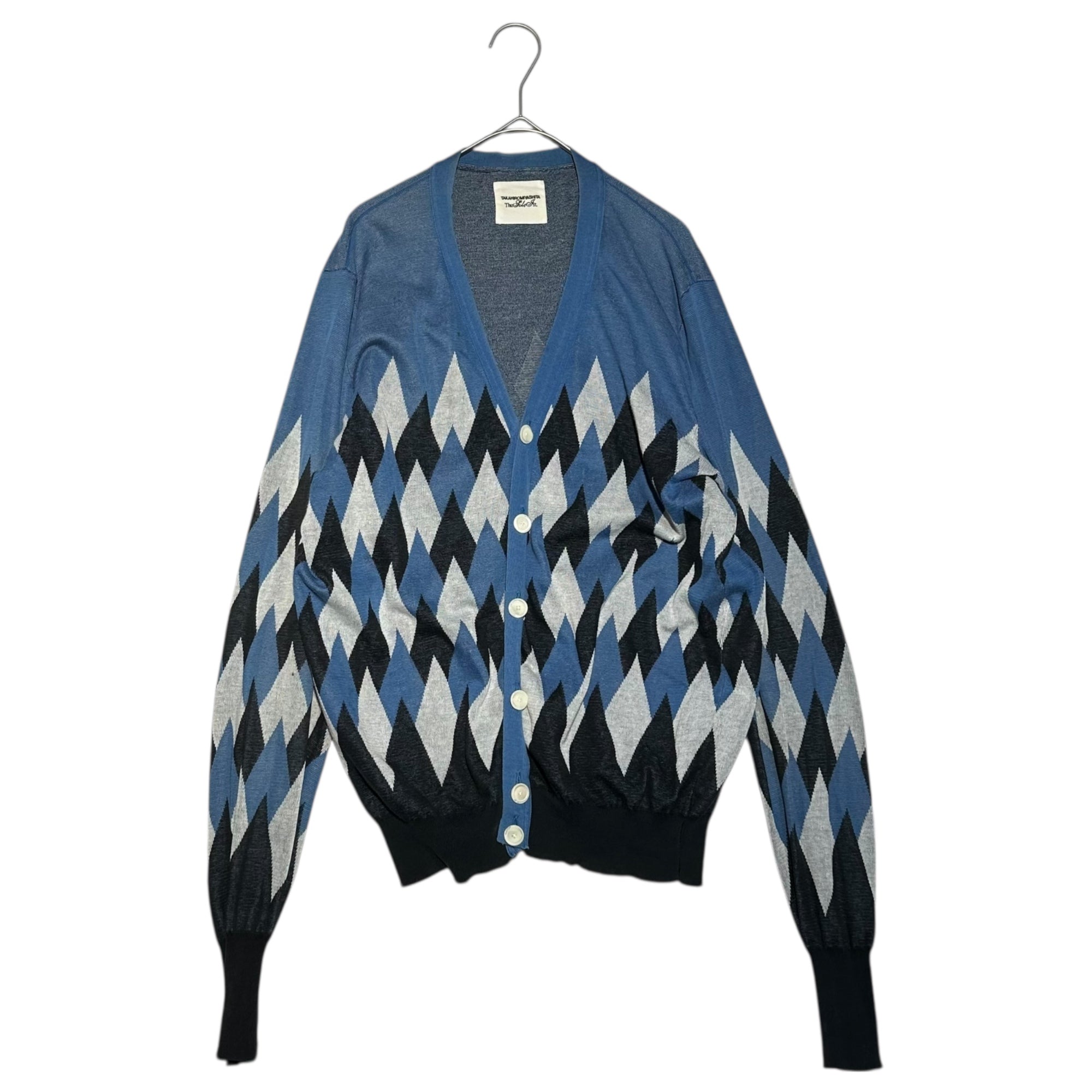 TAKAHIRO MIYASHITA The Soloist.(タカヒロミヤシタザソロイスト) Argyle cotton knit cardigan アーガイル コットン ニット カーディガン 0094 48(M程度) ブルー