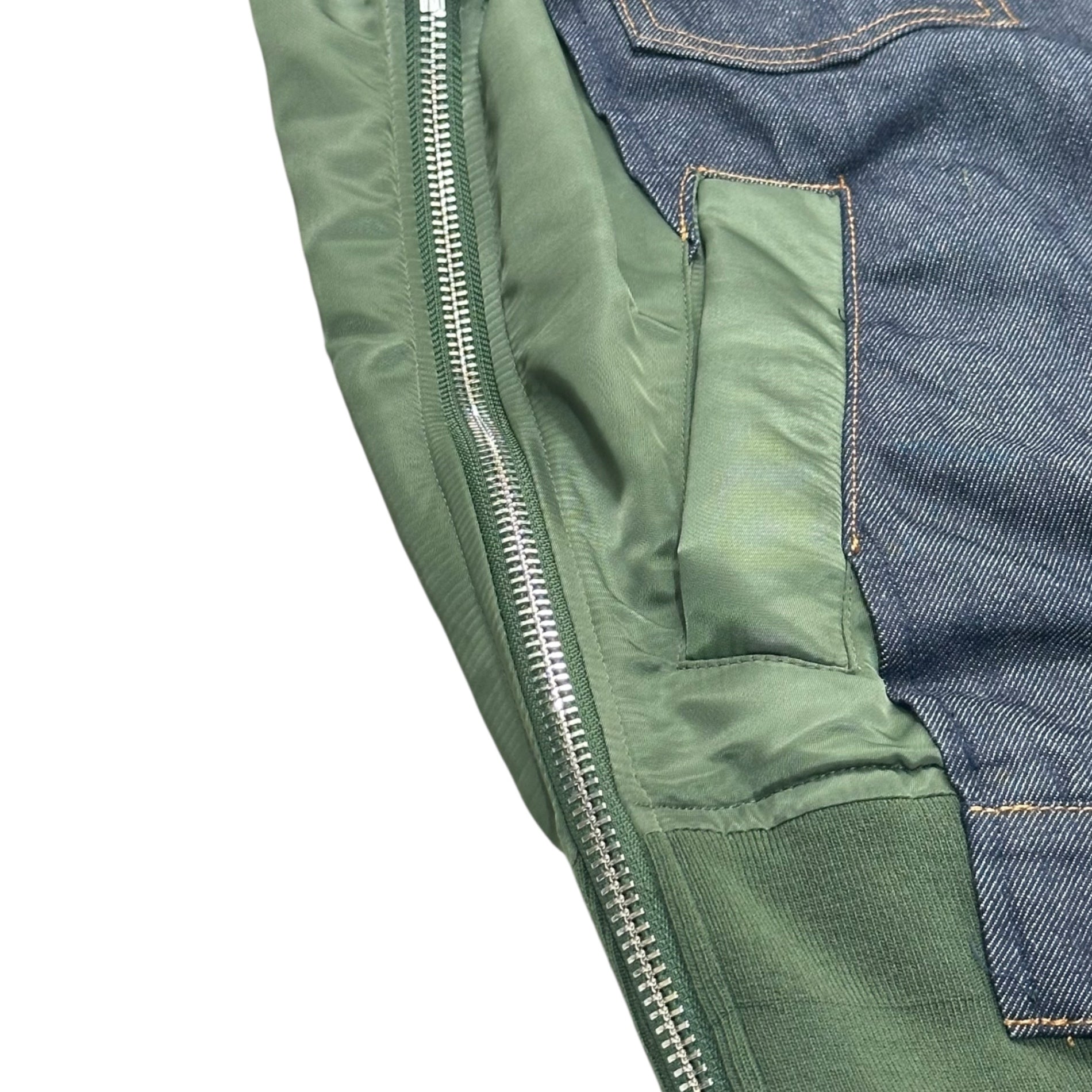 A.P.C.×sacai(アーペーセー×サカイ) BLOUSON EIMI denim jaket 切替 デニム ブルゾン ジャケット 21-0293S M インディゴ×カーキ