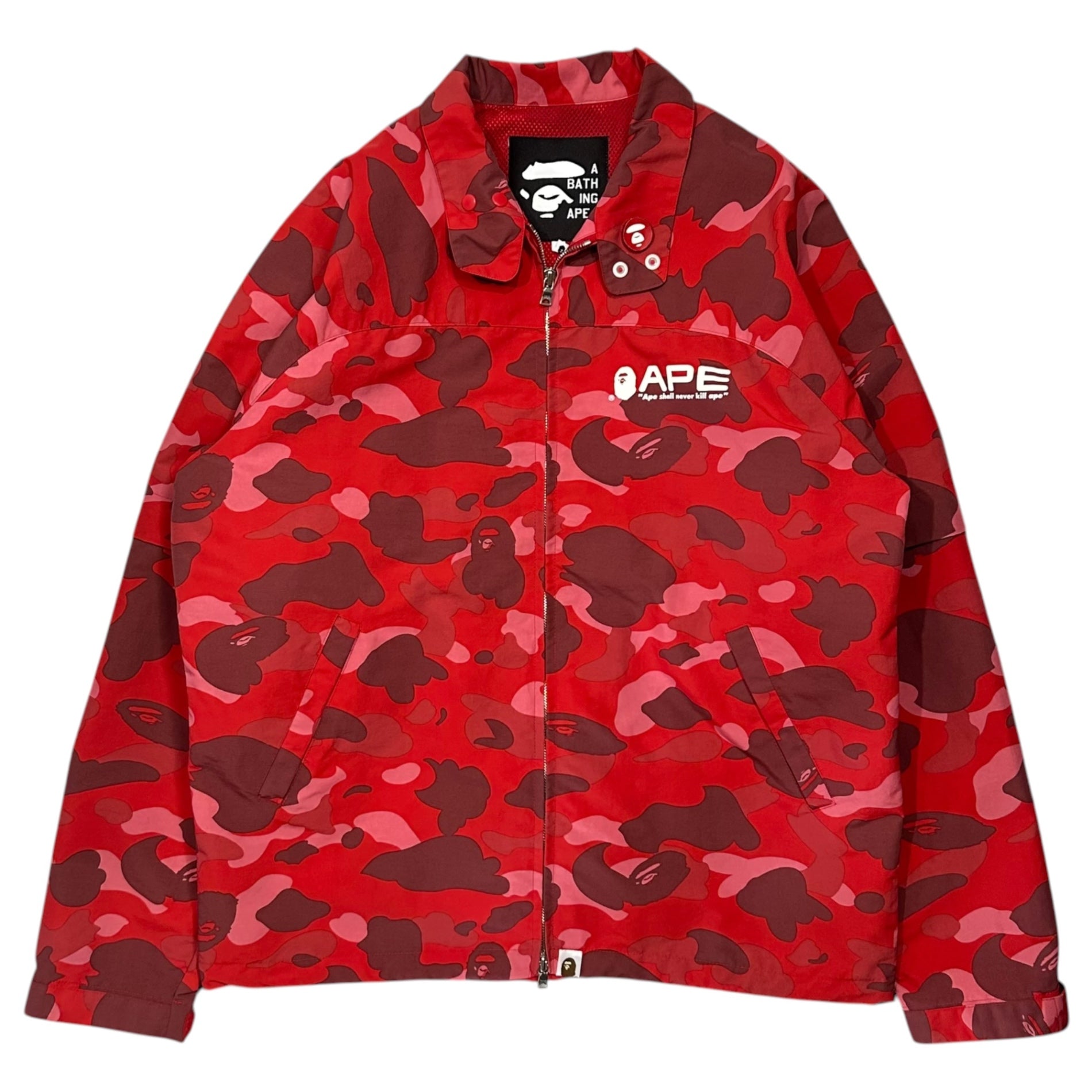 A BATHING APE(アベイシングエイプ) 2005'S Color Camouflage Zip-Up Coach Jacket カラー カモ ジップアップ コーチ ジャケット M レッド 00's アーカイブ